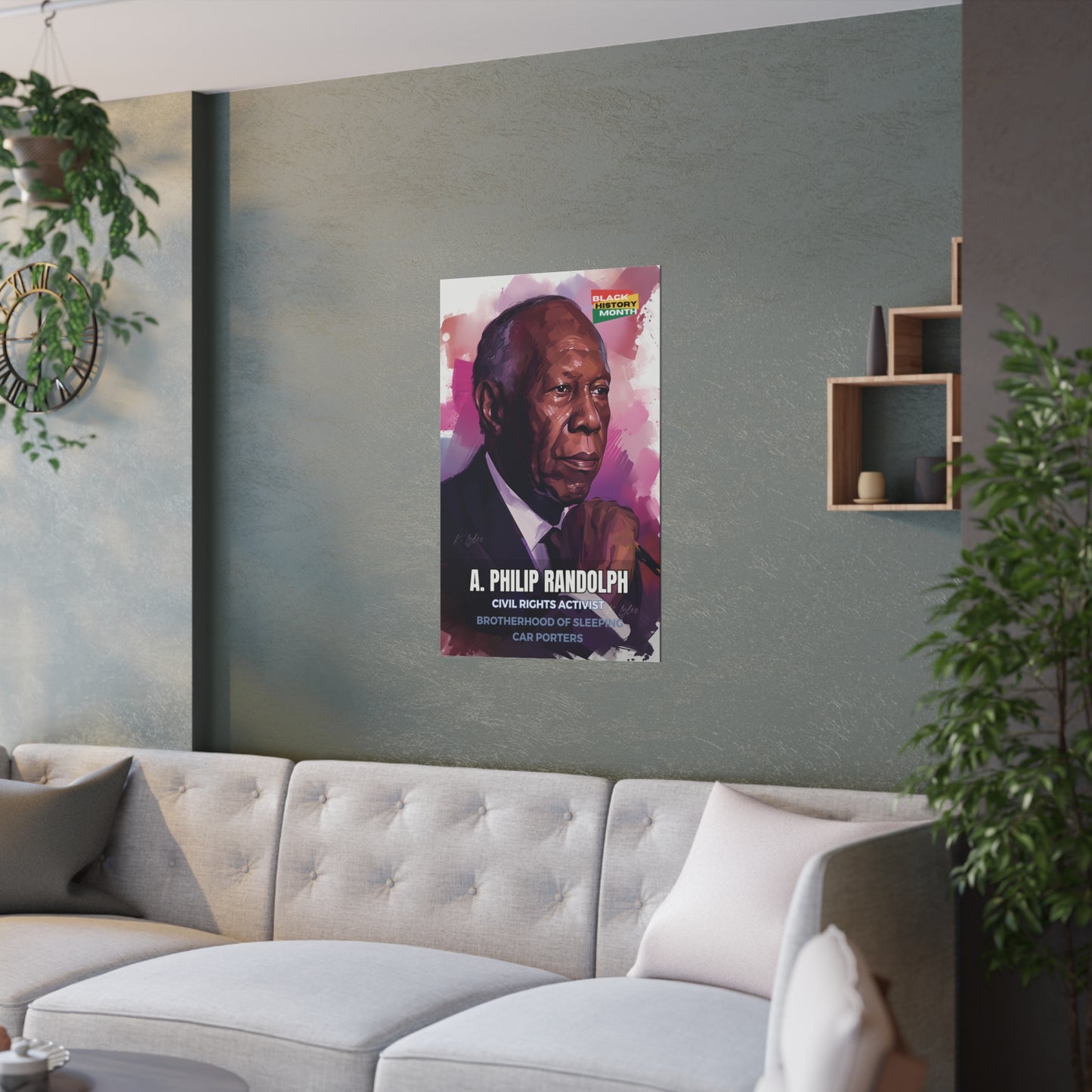 AI Generated Art Poster Print of A. Philip Randolf - Educational Black History Art Enthusiasts - Cool Posters for Office or Bedroom Wall Art