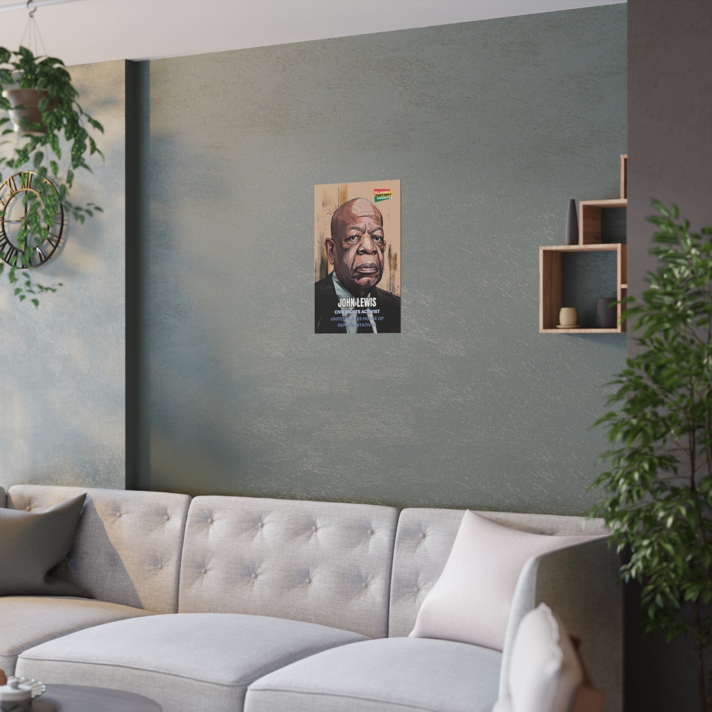 AI Generated Art Poster Print of John Lewis - Educational Black History Art Enthusiasts - Cool Posters for Office or Bedroom Wall Art