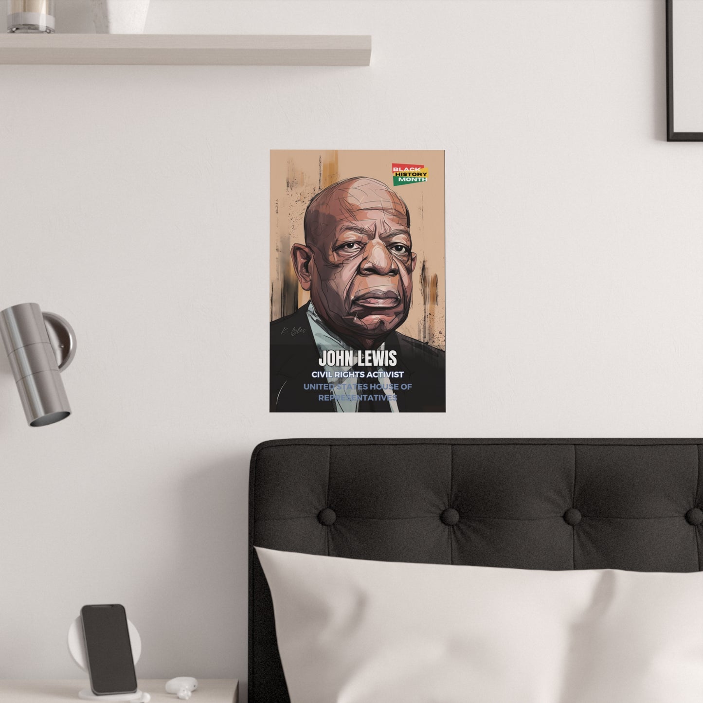 AI Generated Art Poster Print of John Lewis - Educational Black History Art Enthusiasts - Cool Posters for Office or Bedroom Wall Art
