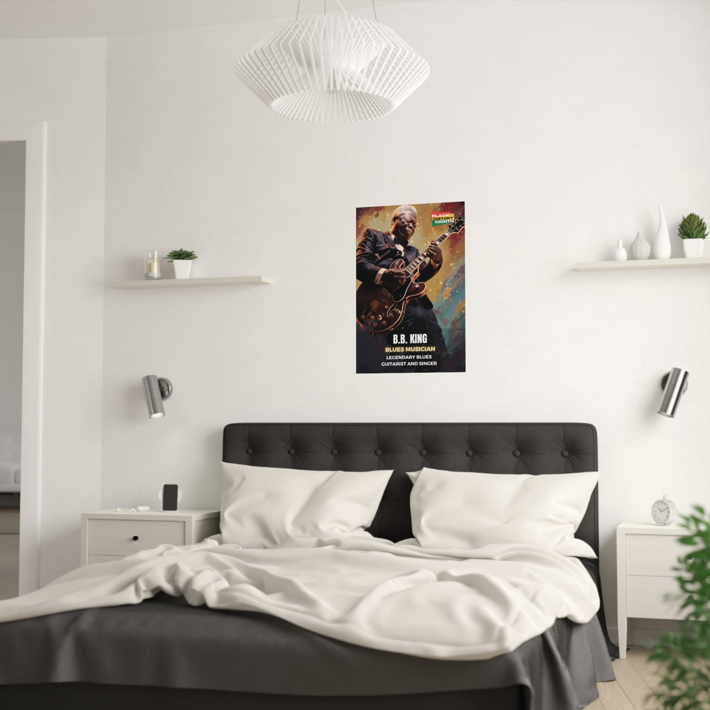 AI Generated Art Poster Print of B.B. King - Educational Black History Art Enthusiasts - Cool Posters for Office or Bedroom Wall Art