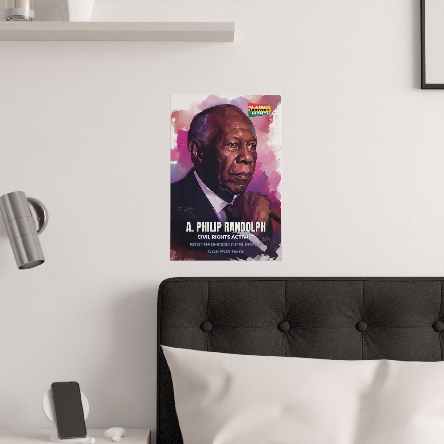 AI Generated Art Poster Print of A. Philip Randolf - Educational Black History Art Enthusiasts - Cool Posters for Office or Bedroom Wall Art