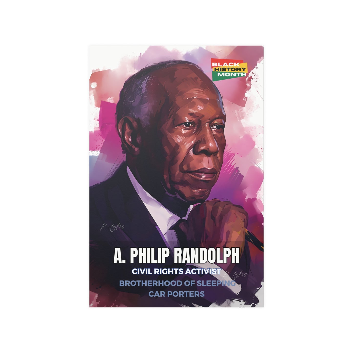 AI Generated Art Poster Print of A. Philip Randolf - Educational Black History Art Enthusiasts - Cool Posters for Office or Bedroom Wall Art
