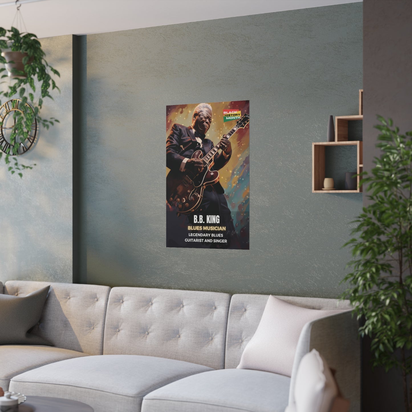 AI Generated Art Poster Print of B.B. King - Educational Black History Art Enthusiasts - Cool Posters for Office or Bedroom Wall Art