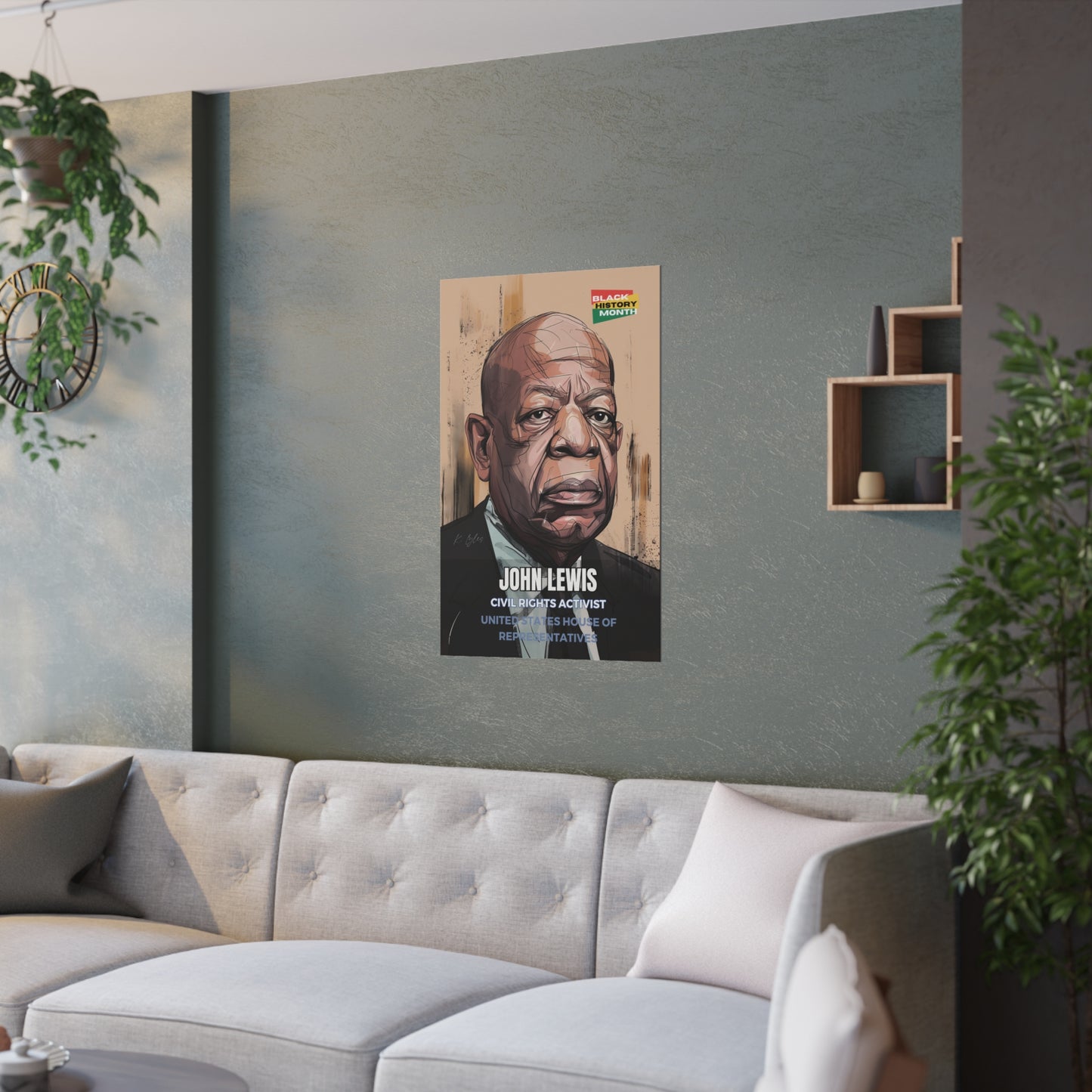 AI Generated Art Poster Print of John Lewis - Educational Black History Art Enthusiasts - Cool Posters for Office or Bedroom Wall Art