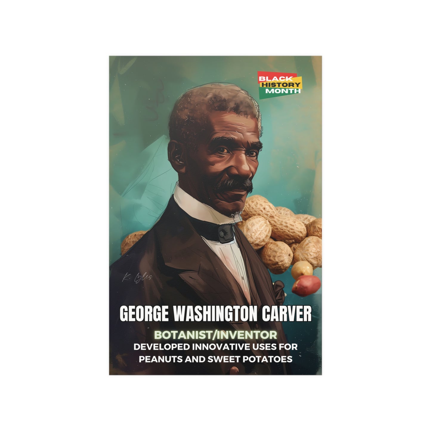 AI Generated Art Poster Print of George Washington Carver - Educational Black History Art Enthusiasts - Cool Posters for Office or Bedroom Wall Art