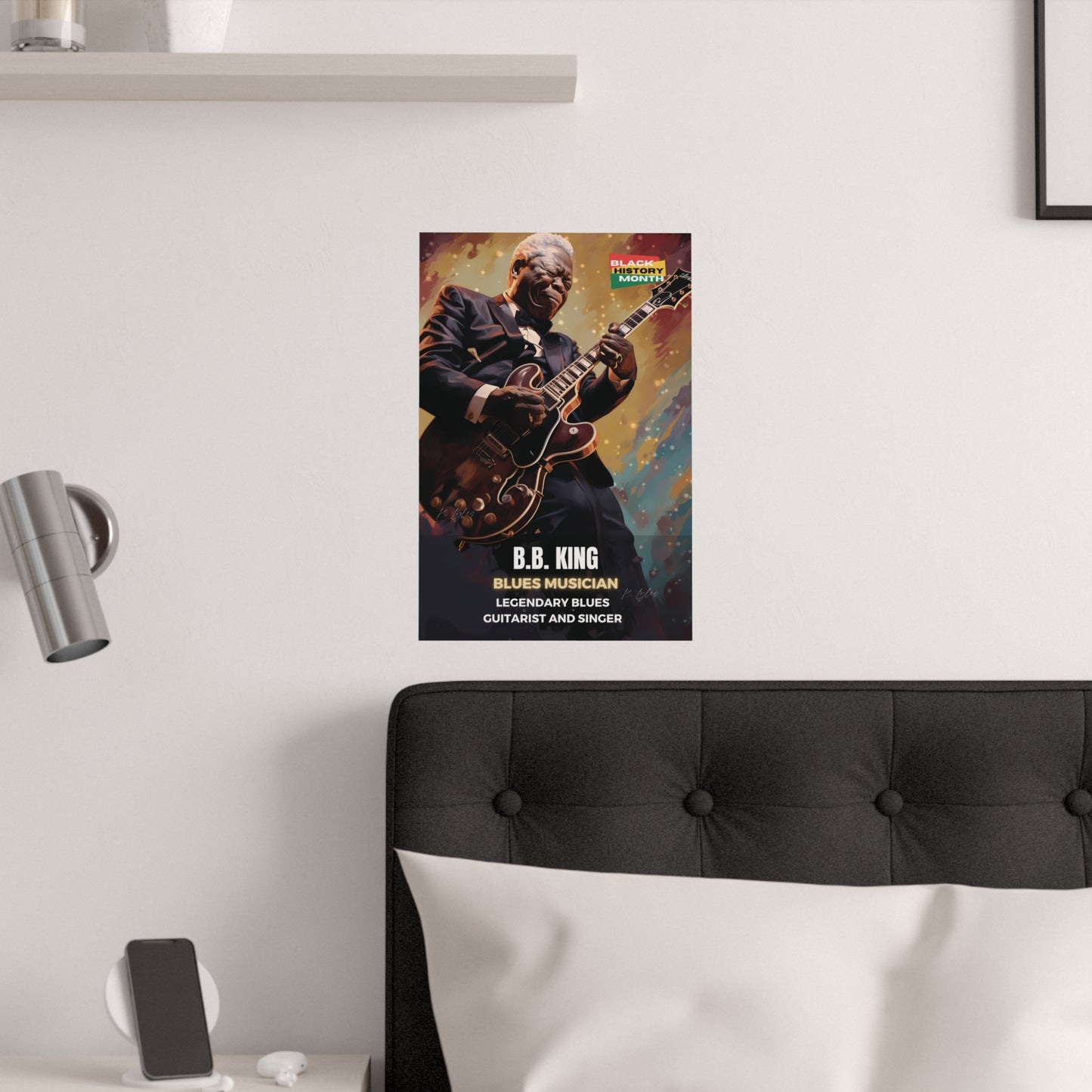 AI Generated Art Poster Print of B.B. King - Educational Black History Art Enthusiasts - Cool Posters for Office or Bedroom Wall Art