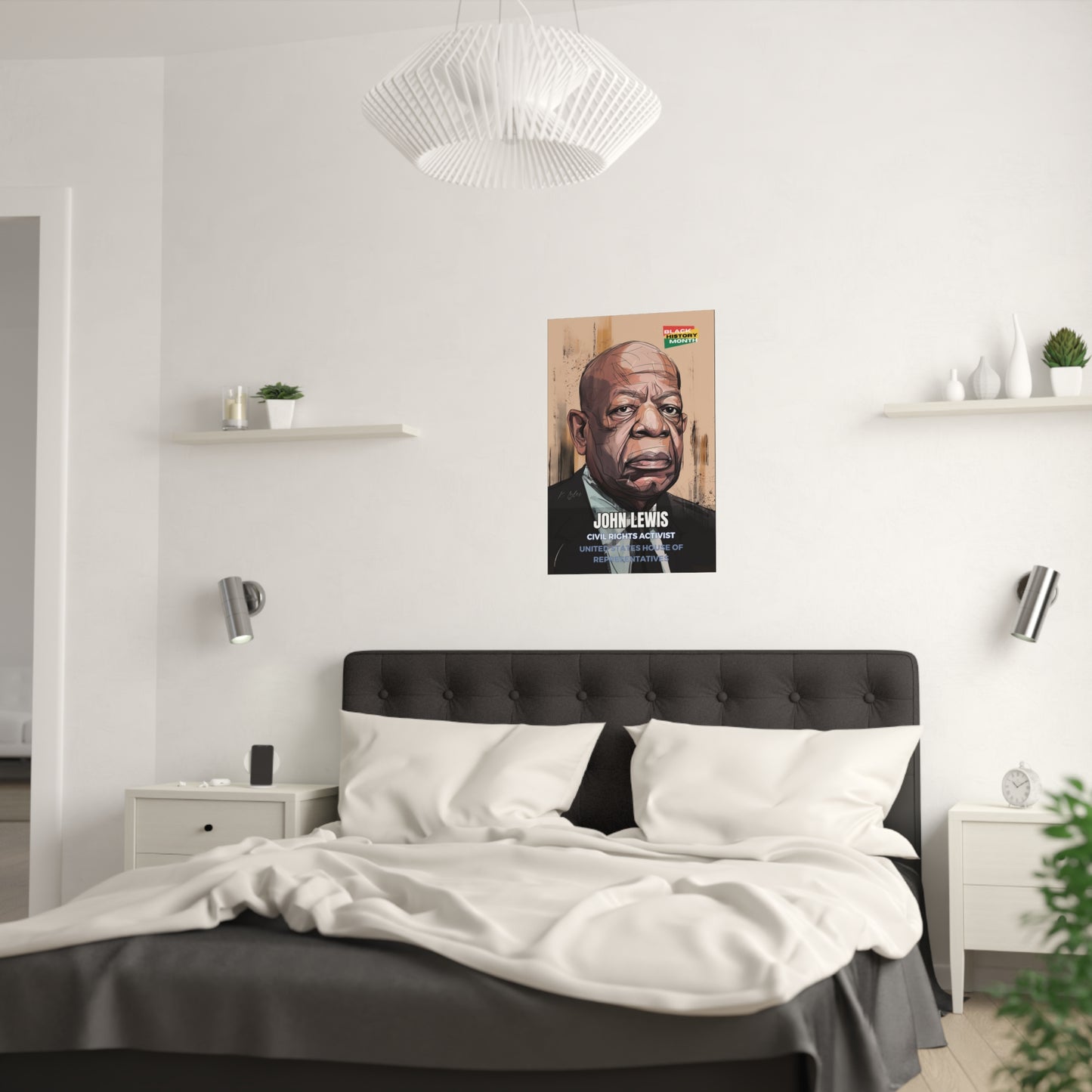 AI Generated Art Poster Print of John Lewis - Educational Black History Art Enthusiasts - Cool Posters for Office or Bedroom Wall Art