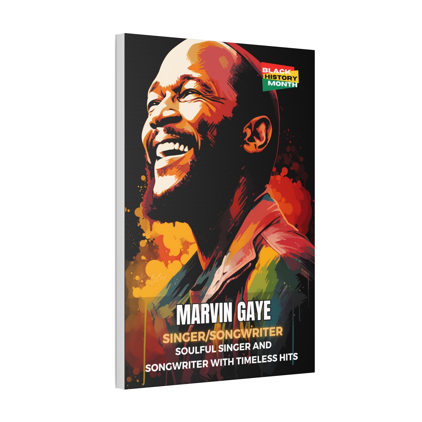 Black History Month Canvas Wall Art / Marvin Gaye / Poet / AI Art / Multiple Sizes / Large Wall Art / Popular Art Decor / Trend Wall Art /