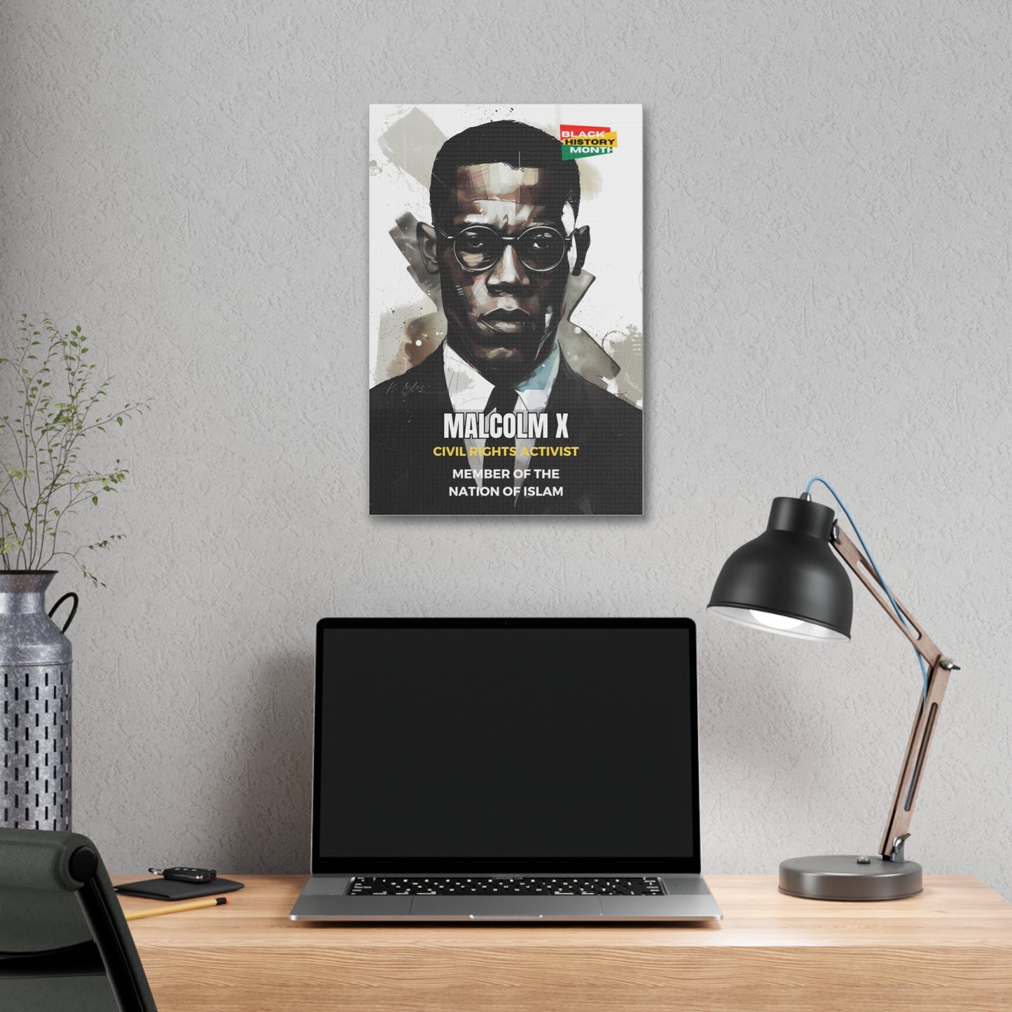 Black History Month Canvas Wall Art / Malcolm X / Poet / AI Art / Multiple Sizes / Large Wall Art / Popular Art Decor / Trend Wall Art /