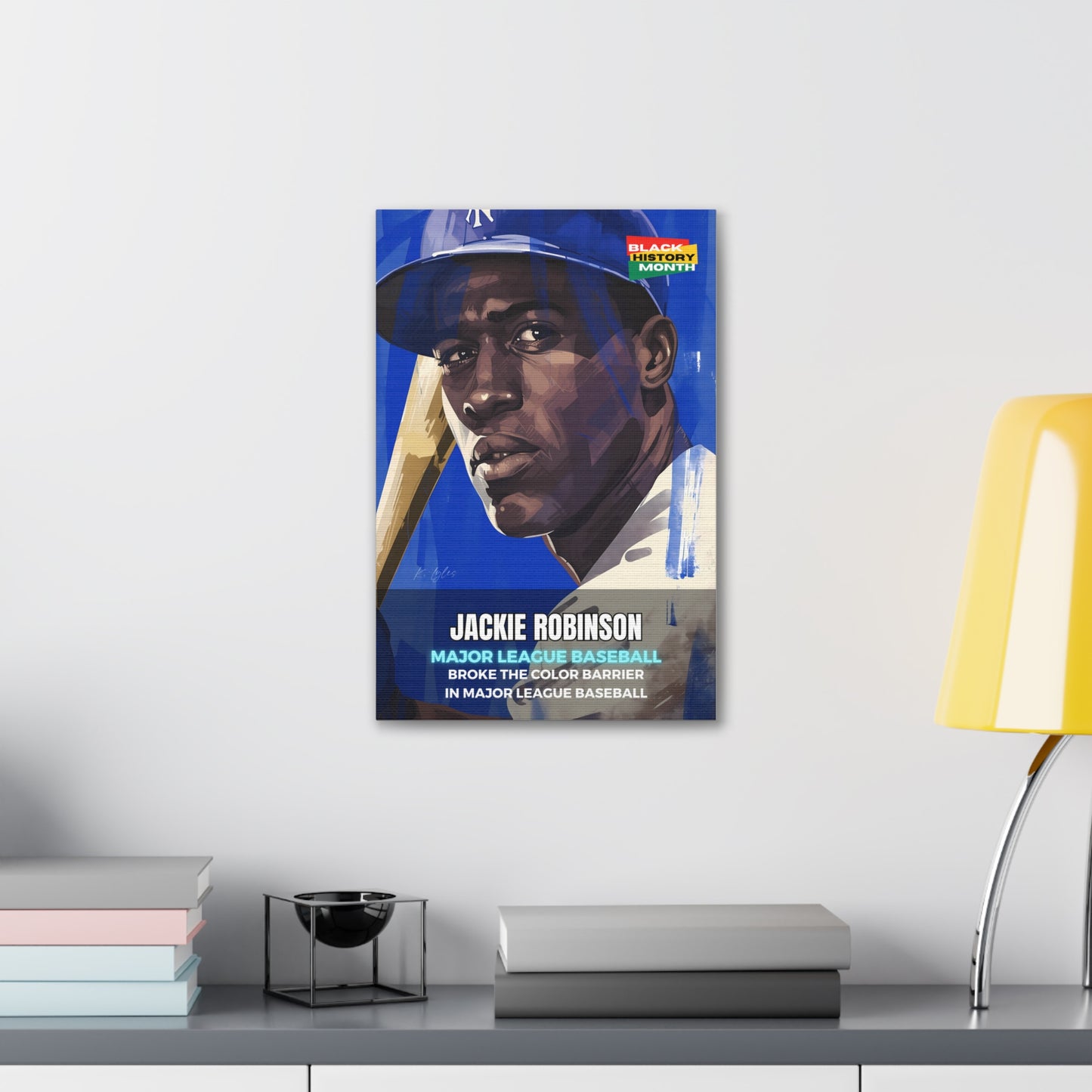 Black History Month Canvas Wall Art / Jackie Robinson / Baseball /  AI Art / Multiple Sizes / Large Wall Art / Popular Art Decor / Trend Wall Art /