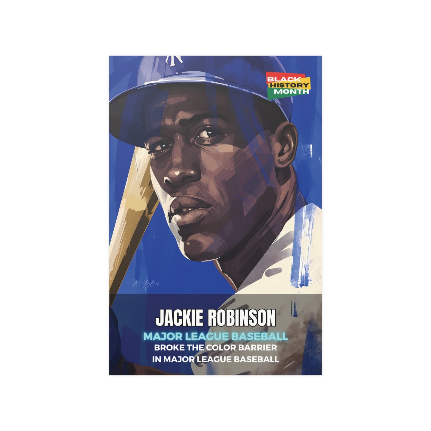 AI Generated Art  Poster Print of Jackie Robinson - Educational Black History Art Enthusiasts - Cool Posters for Office or Bedroom Wall Art