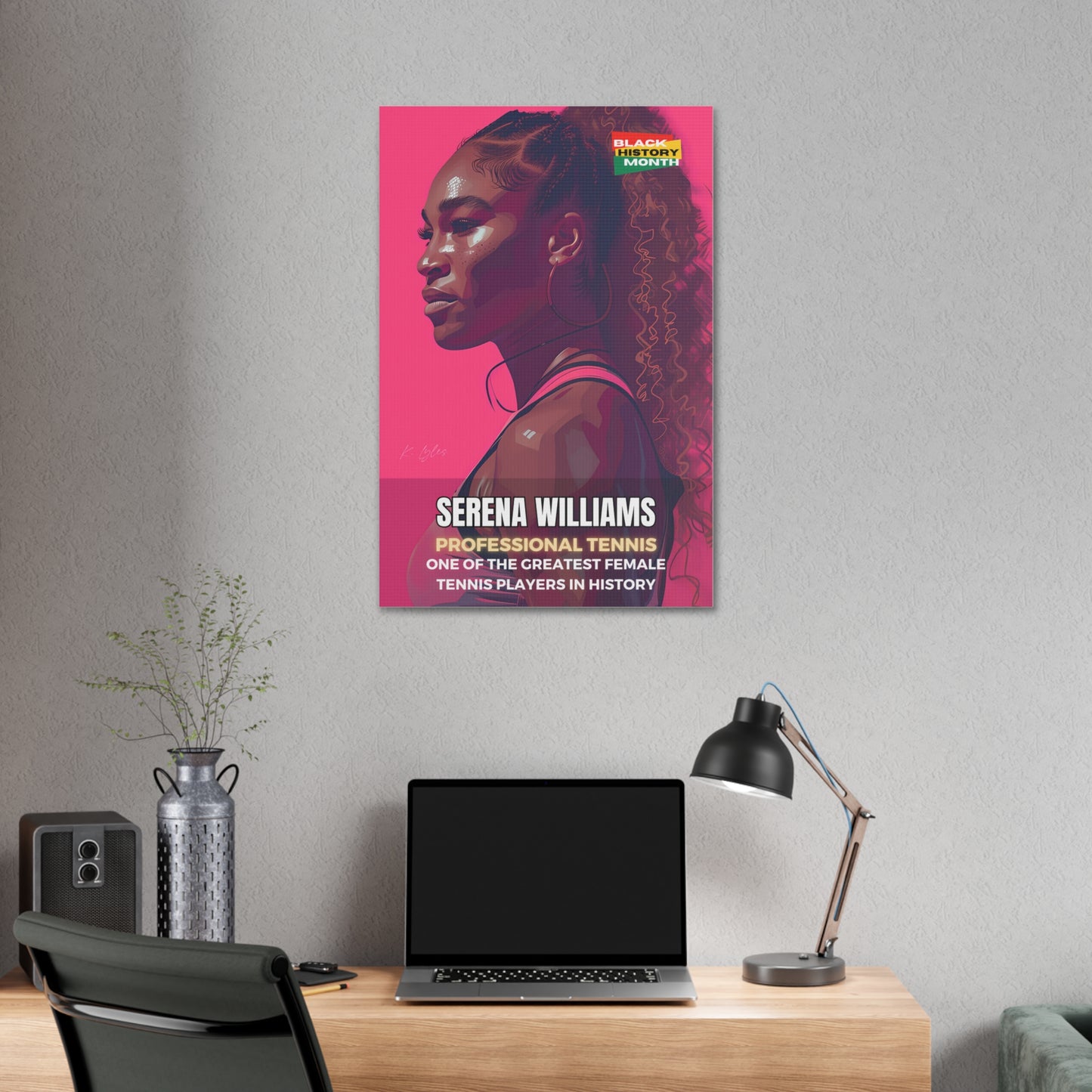 Black History Month Canvas Wall Art / Serena Williams / Tennis /  AI Art / Multiple Sizes / Large Wall Art / Popular Art Decor / Trend Wall Art /