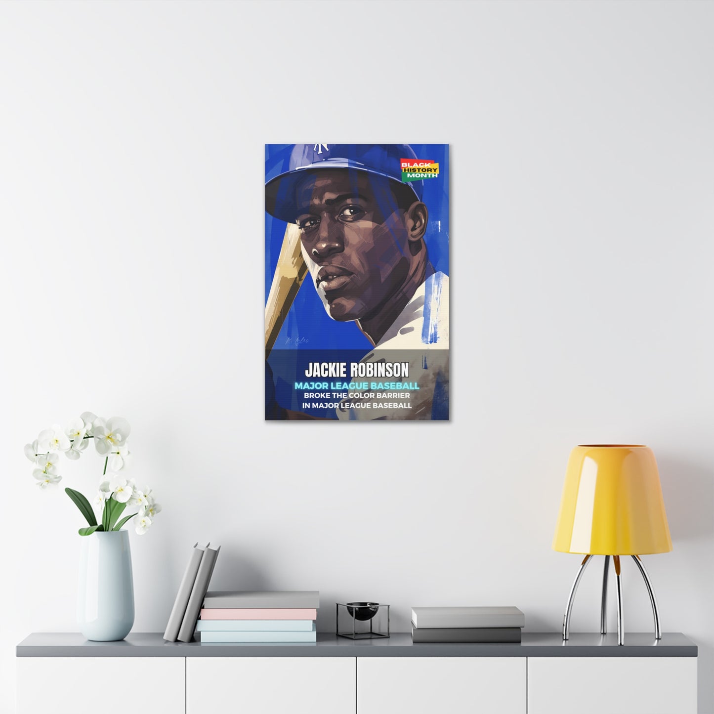 Black History Month Canvas Wall Art / Jackie Robinson / Baseball /  AI Art / Multiple Sizes / Large Wall Art / Popular Art Decor / Trend Wall Art /