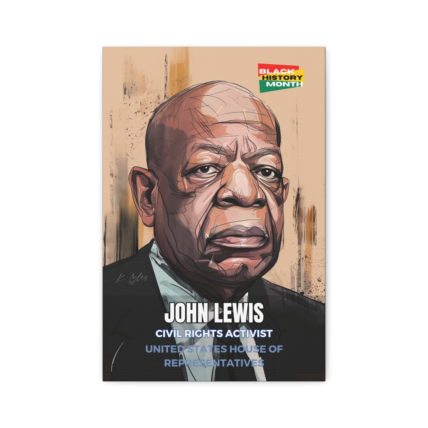 Black History Month Canvas Wall Art / John Lewis / Poet / AI Art / Multiple Sizes / Large Wall Art / Popular Art Decor / Trend Wall Art /