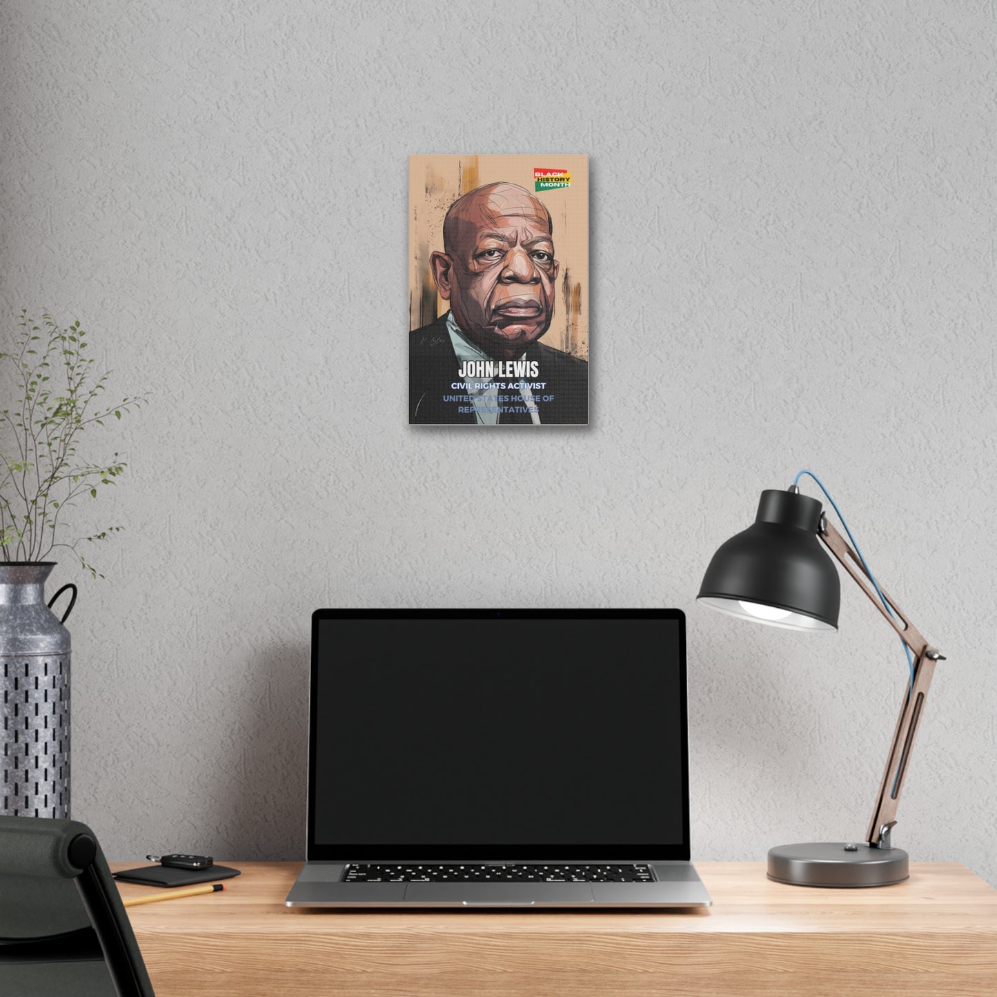 Black History Month Canvas Wall Art / John Lewis / Poet / AI Art / Multiple Sizes / Large Wall Art / Popular Art Decor / Trend Wall Art /