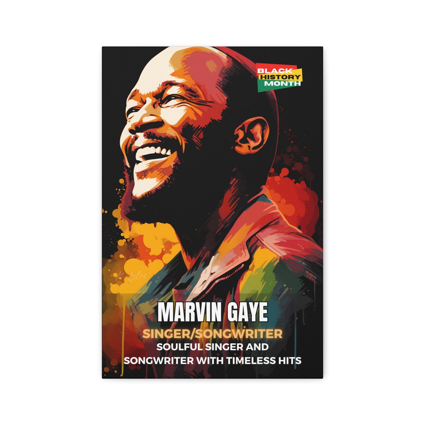 Black History Month Canvas Wall Art / Marvin Gaye / Poet / AI Art / Multiple Sizes / Large Wall Art / Popular Art Decor / Trend Wall Art /