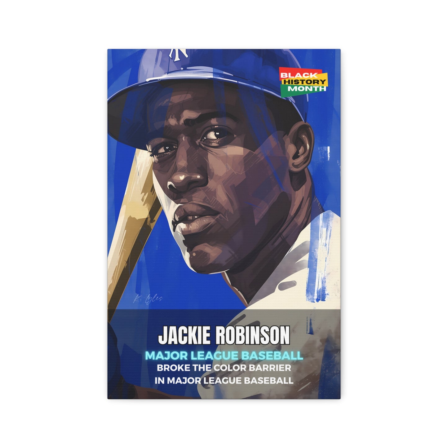 Black History Month Canvas Wall Art / Jackie Robinson / Baseball /  AI Art / Multiple Sizes / Large Wall Art / Popular Art Decor / Trend Wall Art /