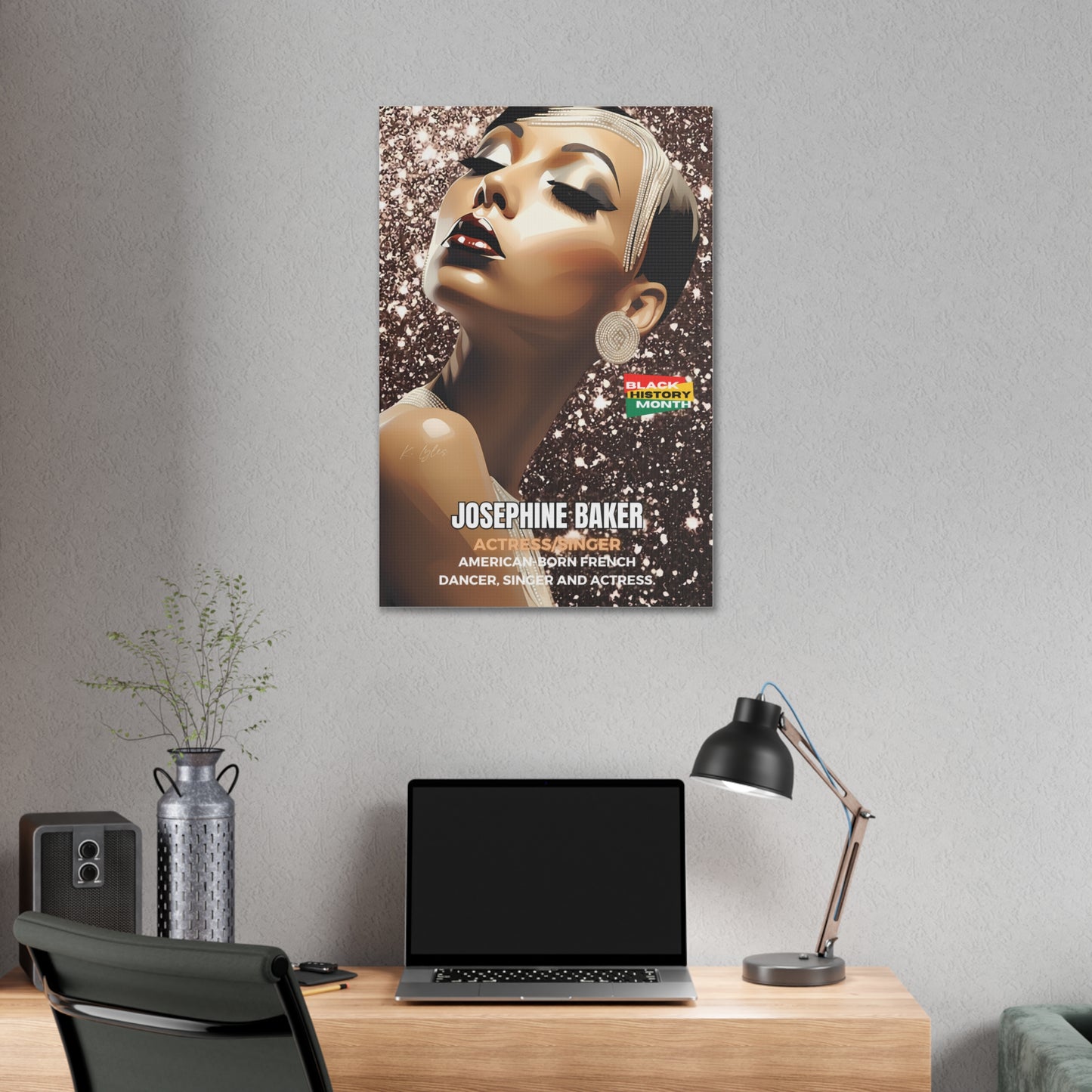 Black History Month Canvas Wall Art / Josephine Baker / Poet / AI Art / Multiple Sizes / Large Wall Art / Popular Art Decor / Trend Wall Art /