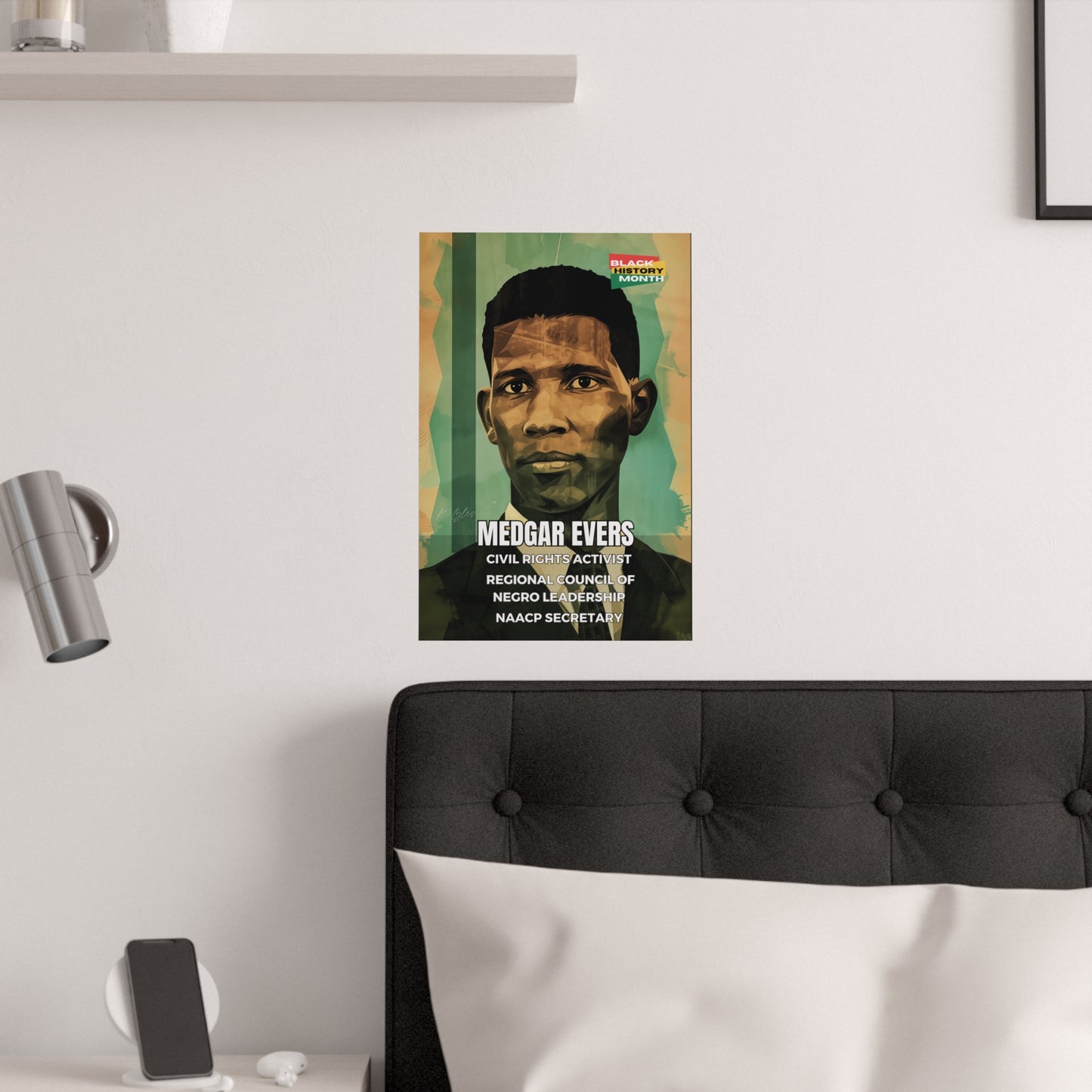 AI Generated Art  Poster Print of Medgar Evers - Educational Black History Art Enthusiasts - Cool Posters for Office or Bedroom Wall Art