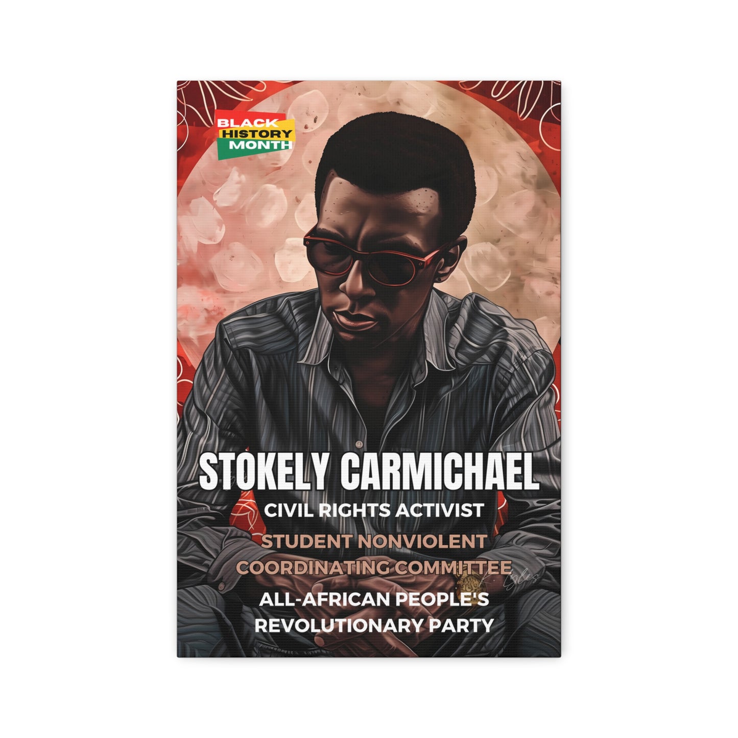 Black History Month Canvas Wall Art / Stokely Carmichael / Poet / AI Art / Multiple Sizes / Large Wall Art / Popular Art Decor / Trend Wall Art /