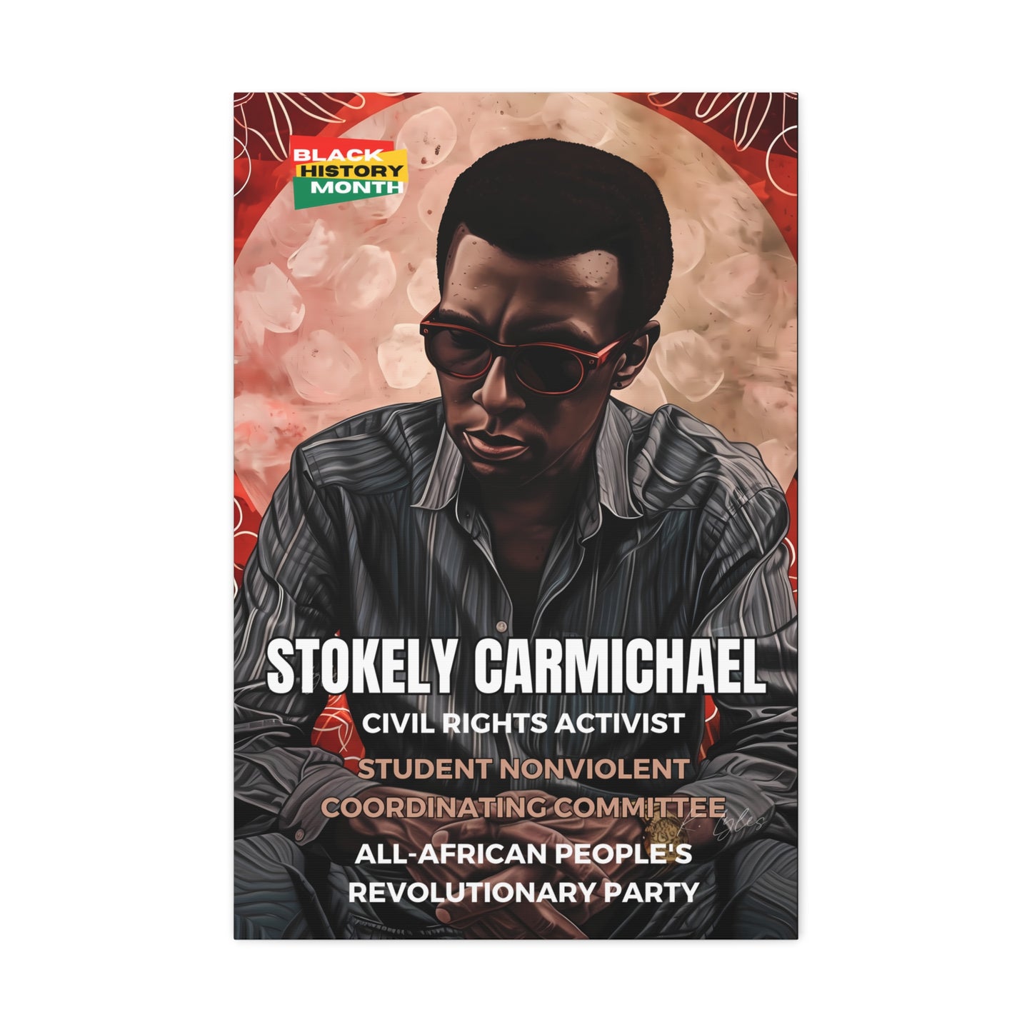 Black History Month Canvas Wall Art / Stokely Carmichael / Poet / AI Art / Multiple Sizes / Large Wall Art / Popular Art Decor / Trend Wall Art /