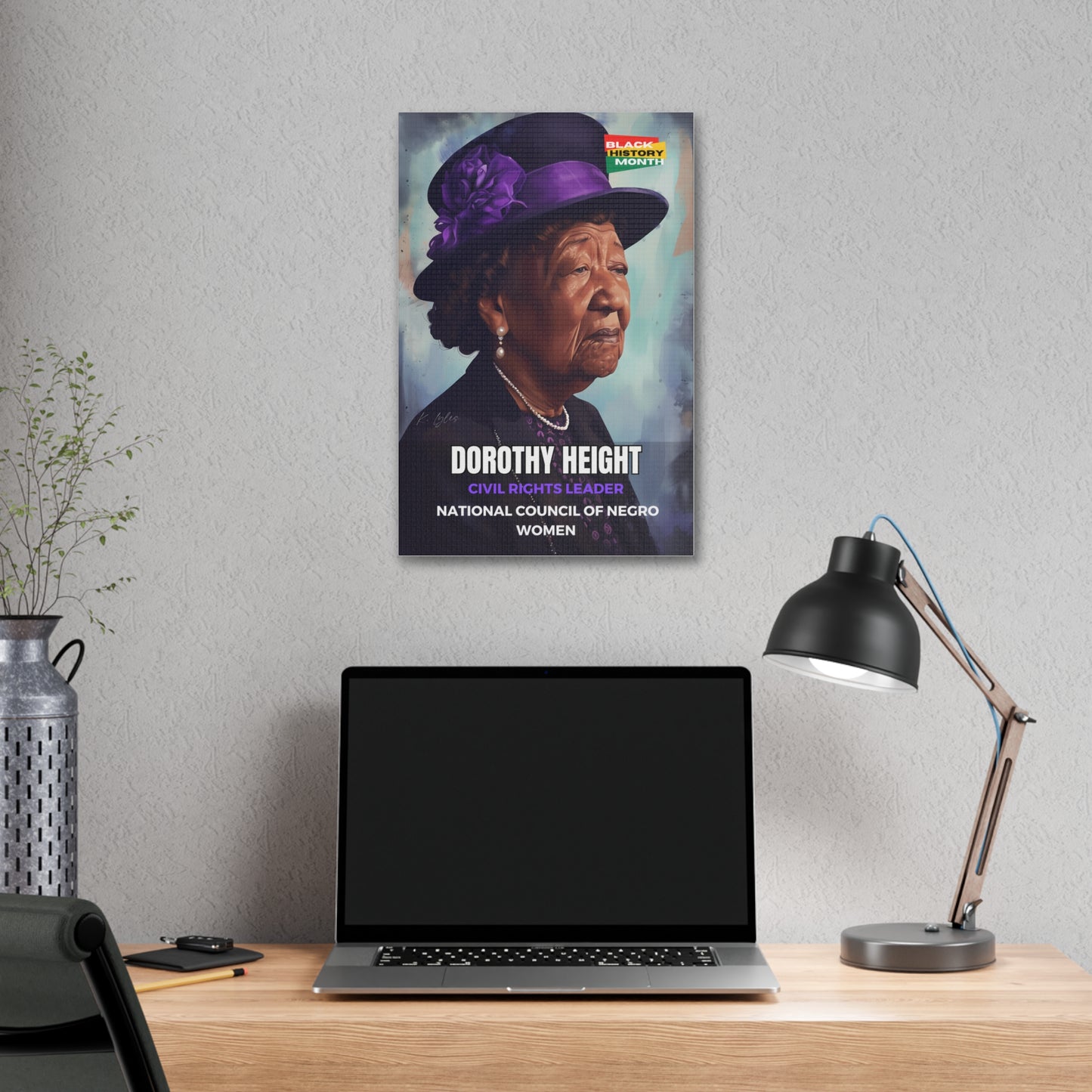 Black History Month Canvas Wall Art / Dorothy Height / Poet / AI Art / Multiple Sizes / Large Wall Art / Popular Art Decor / Trend Wall Art /