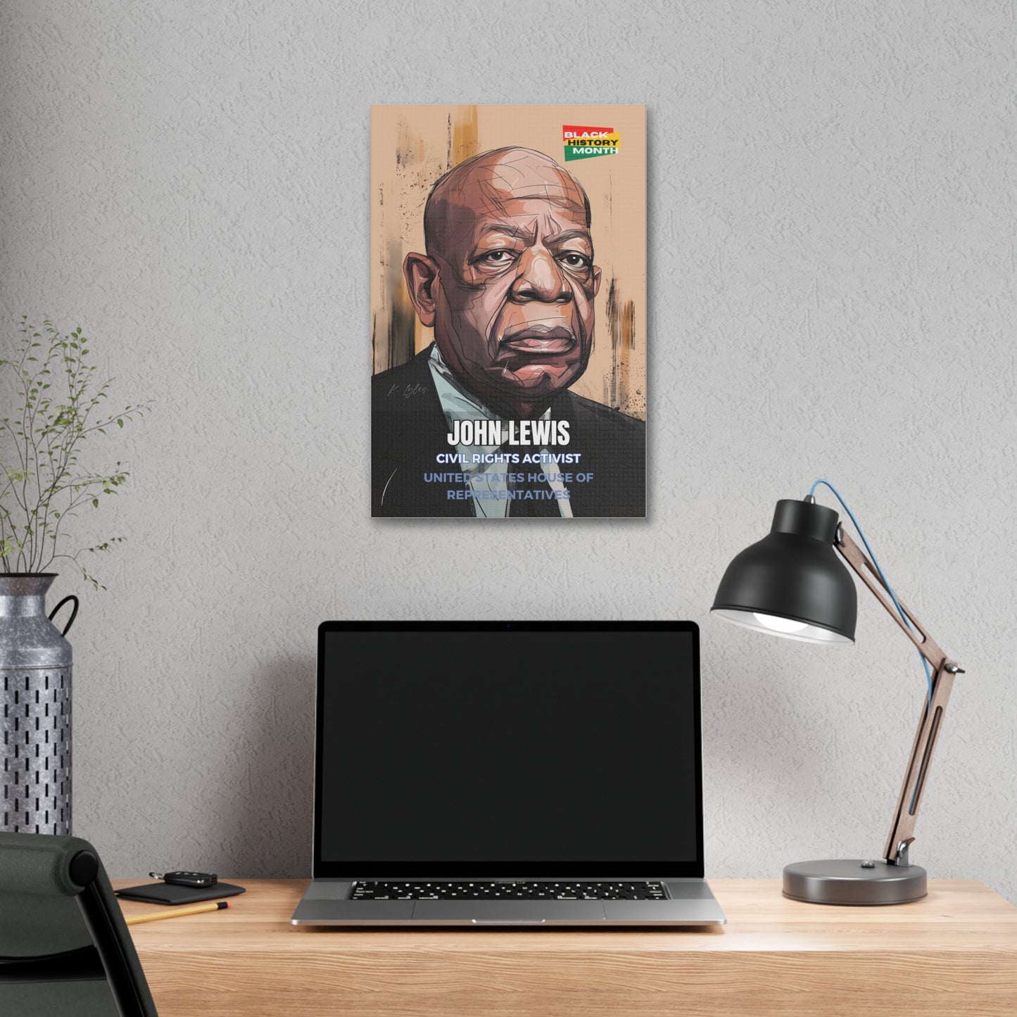 Black History Month Canvas Wall Art / John Lewis / Poet / AI Art / Multiple Sizes / Large Wall Art / Popular Art Decor / Trend Wall Art /