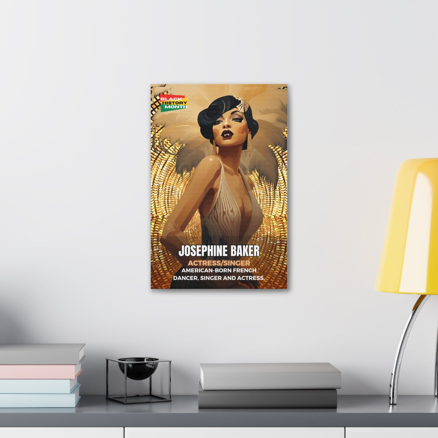 Black History Month Canvas Wall Art / Josephine Baker(Gold) / Poet / AI Art / Multiple Sizes / Large Wall Art / Popular Art Decor / Trend Wall Art /