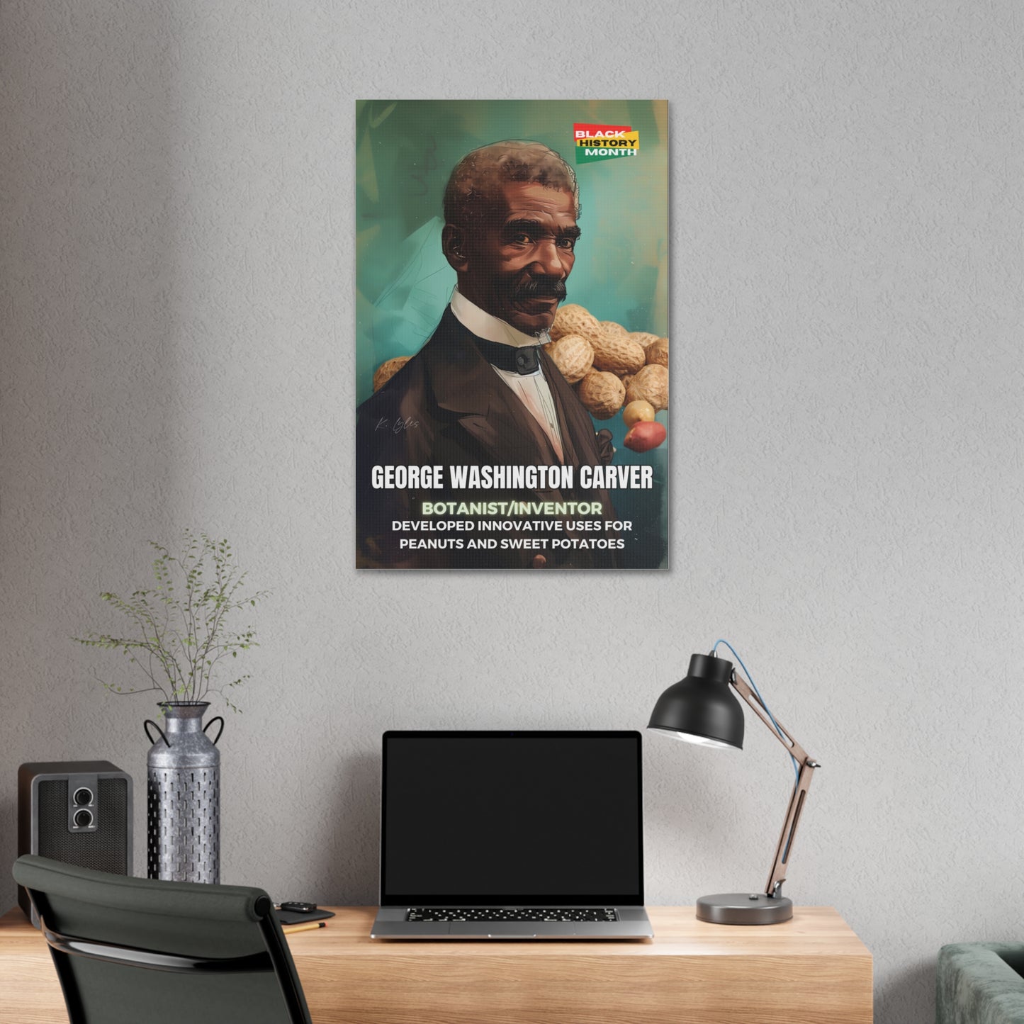 Black History Month Canvas Wall Art / George Washington Carver / Poet / AI Art / Multiple Sizes / Large Wall Art / Popular Art Decor / Trend Wall Art /