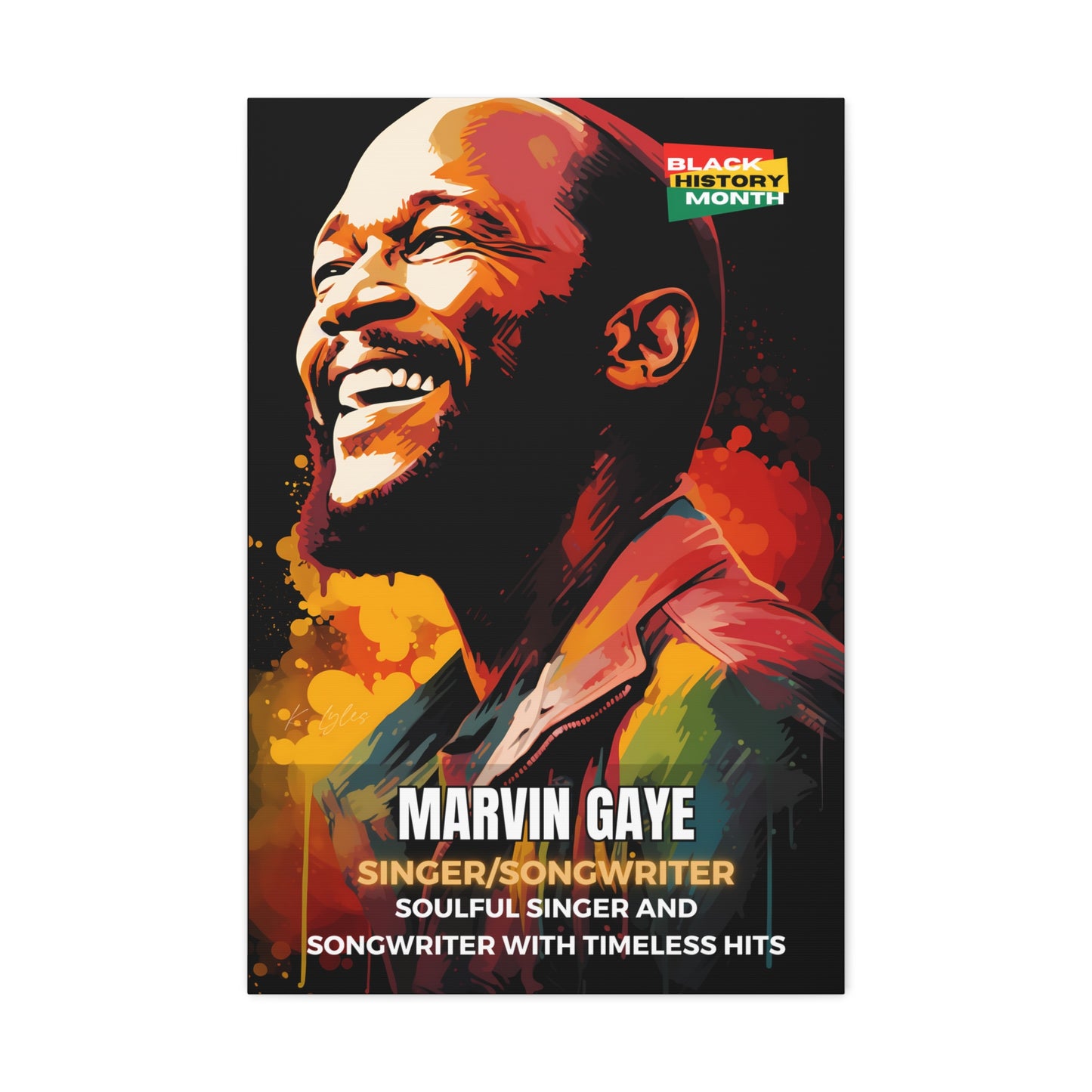 Black History Month Canvas Wall Art / Marvin Gaye / Poet / AI Art / Multiple Sizes / Large Wall Art / Popular Art Decor / Trend Wall Art /