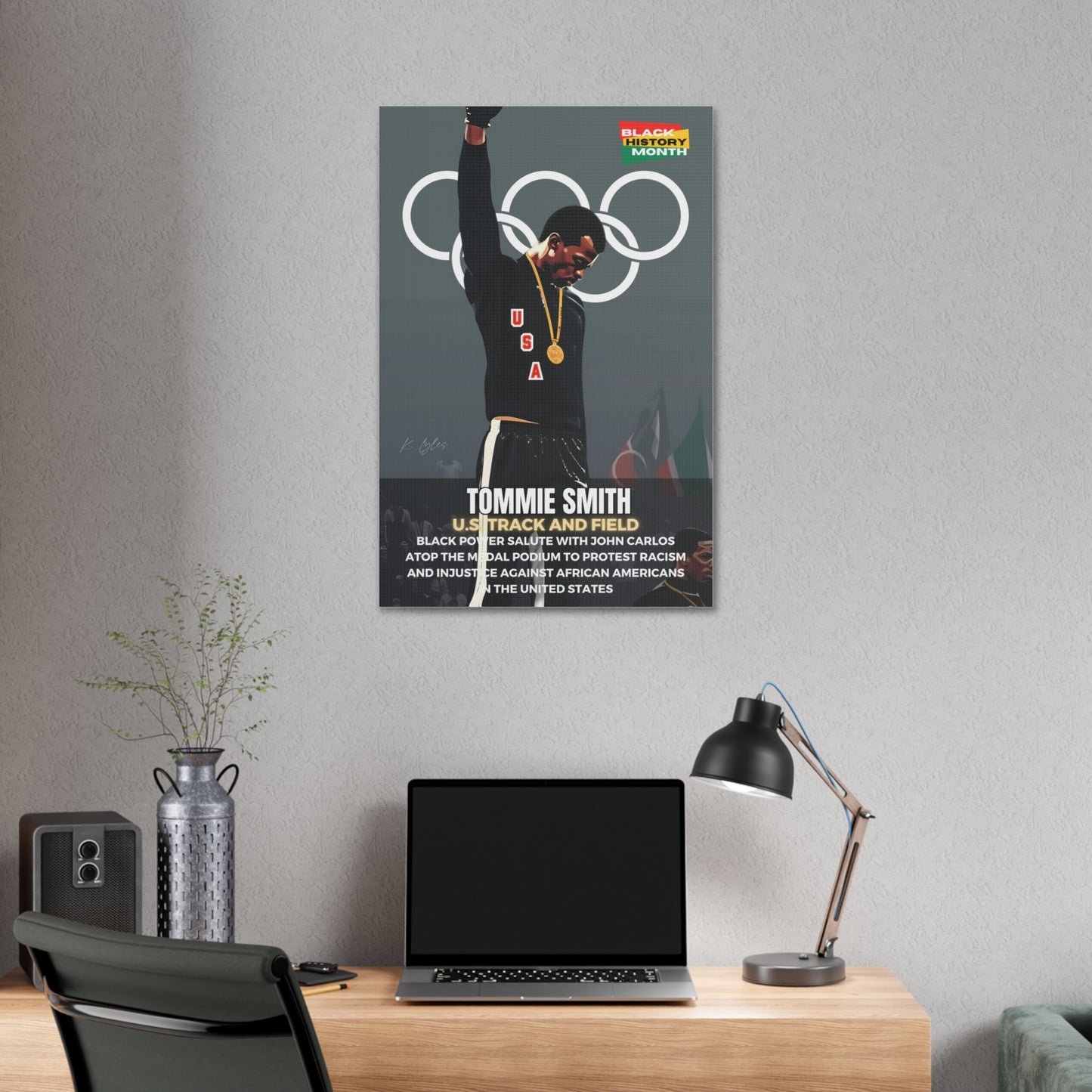 Black History Month Canvas Wall Art / Tommie Smith / Track and Field / Multiple Sizes / Large Wall Art / Popular Art Decor / Trend Wall Art /