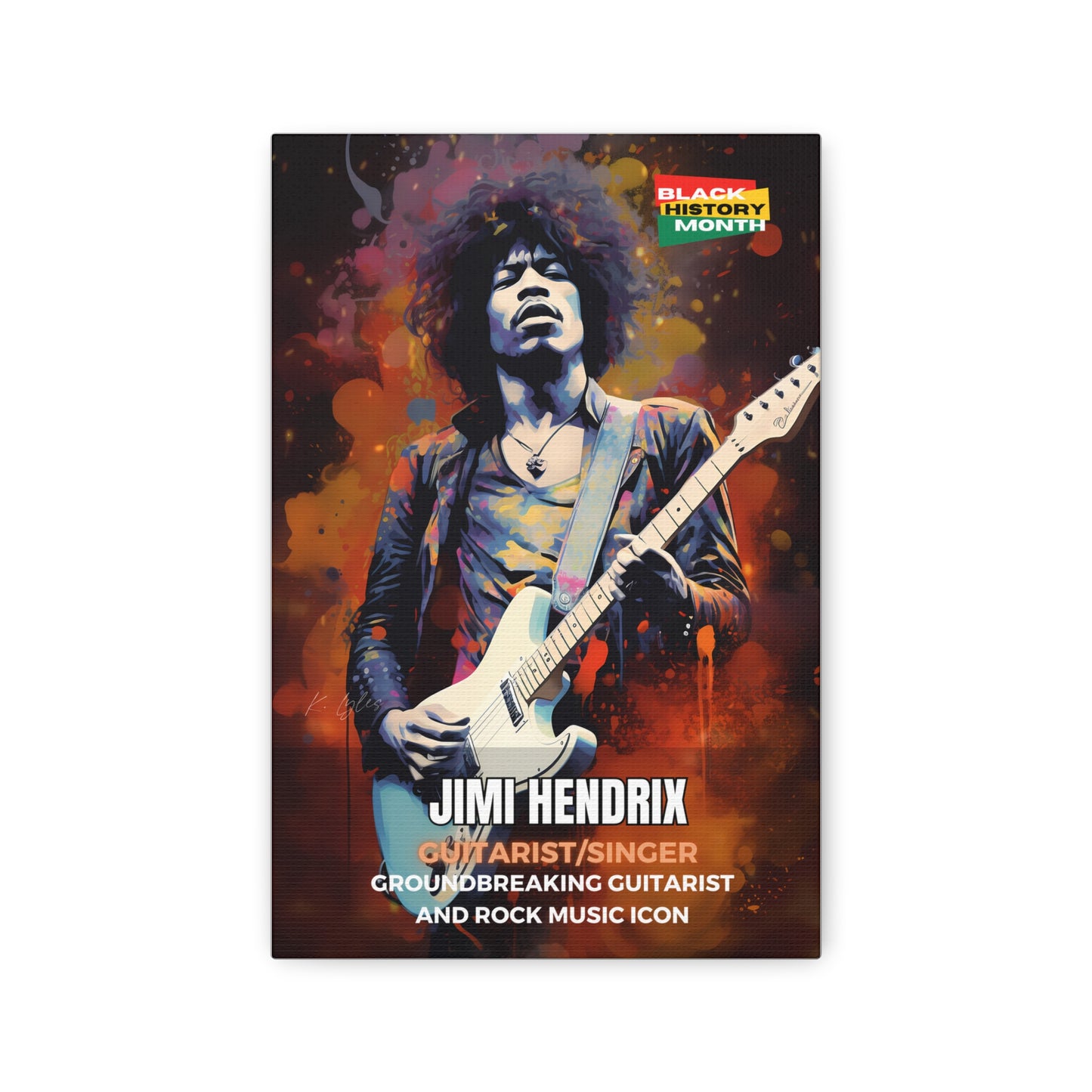 Black History Month Canvas Wall Art / Jimi Hendrix / Poet / AI Art / Multiple Sizes / Large Wall Art / Popular Art Decor / Trend Wall Art /