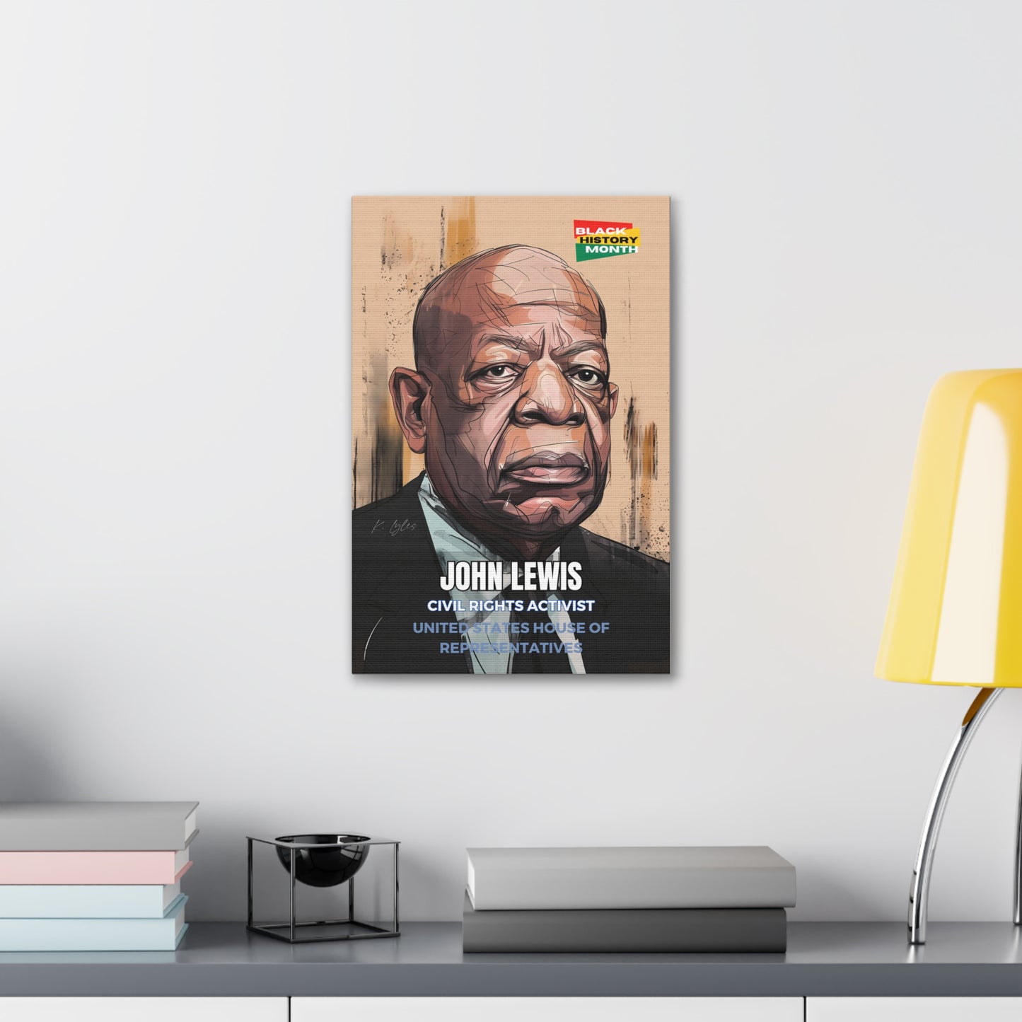 Black History Month Canvas Wall Art / John Lewis / Poet / AI Art / Multiple Sizes / Large Wall Art / Popular Art Decor / Trend Wall Art /