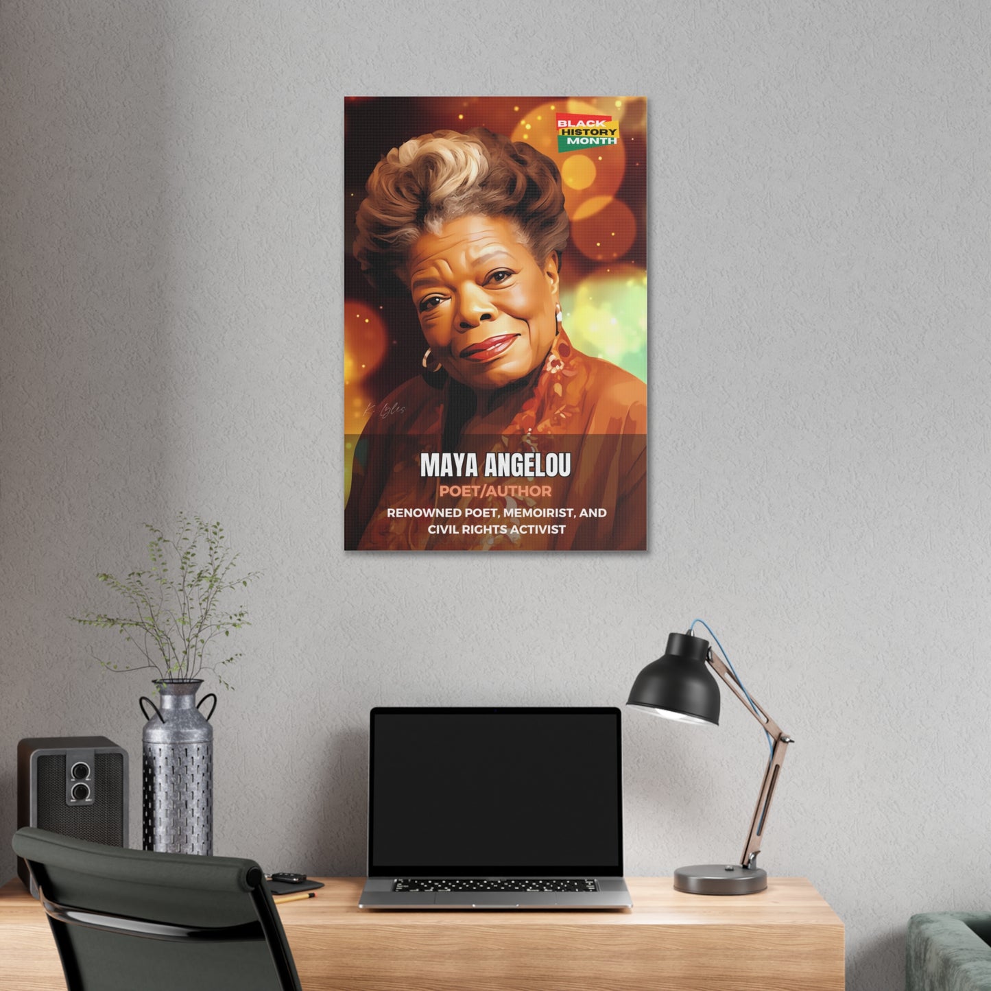 Black History Month Canvas Wall Art / Maya Angelou / Poet / AI Art / Multiple Sizes / Large Wall Art / Popular Art Decor / Trend Wall Art /