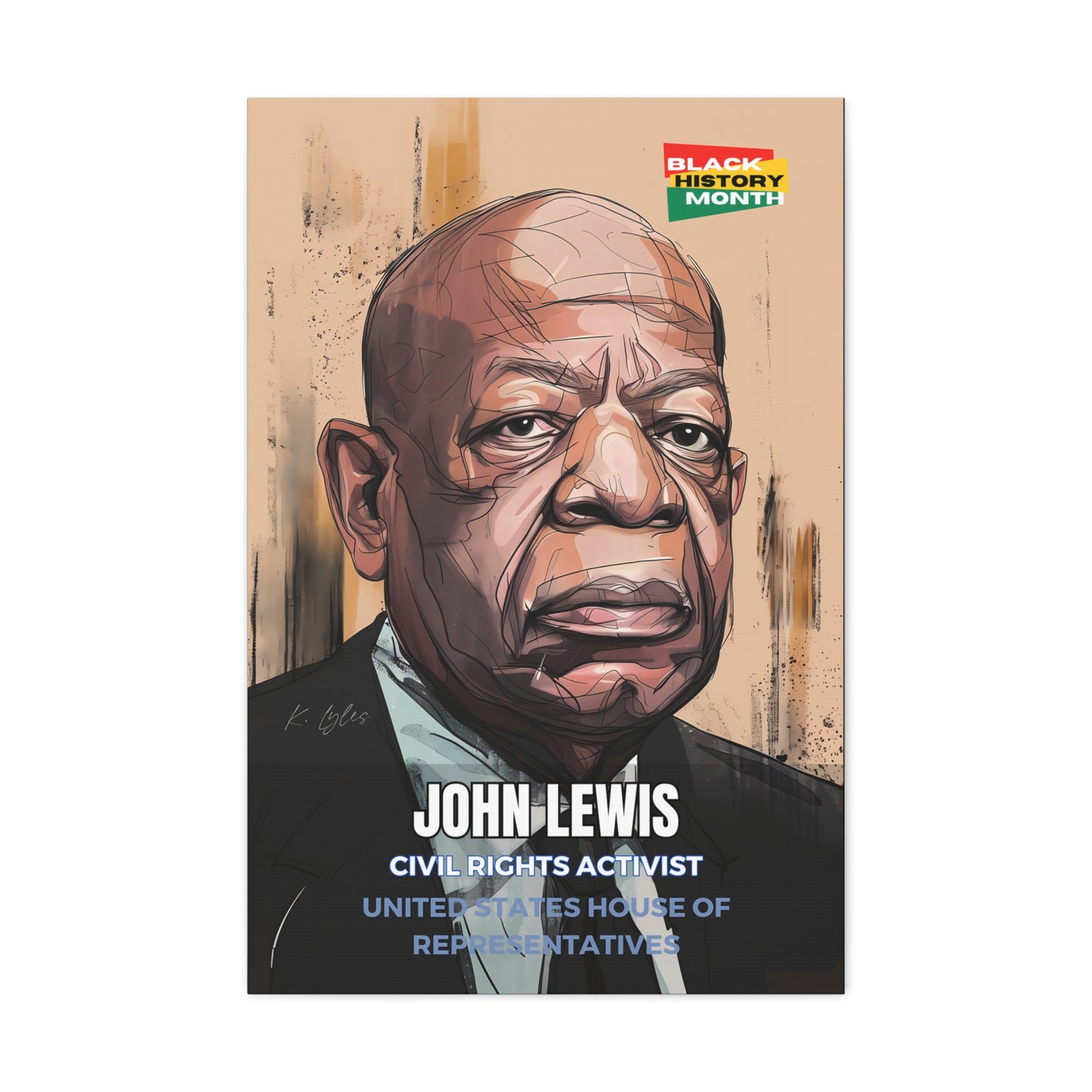 Black History Month Canvas Wall Art / John Lewis / Poet / AI Art / Multiple Sizes / Large Wall Art / Popular Art Decor / Trend Wall Art /