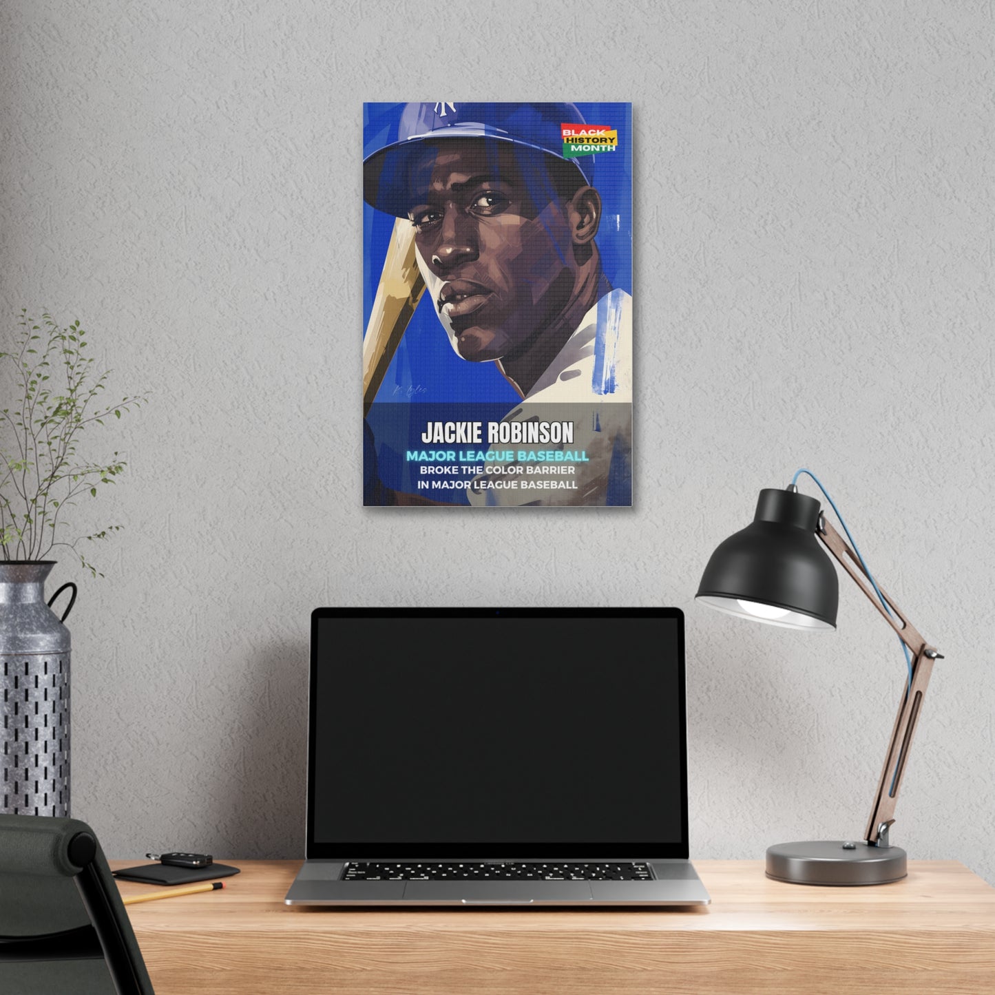 Black History Month Canvas Wall Art / Jackie Robinson / Baseball /  AI Art / Multiple Sizes / Large Wall Art / Popular Art Decor / Trend Wall Art /