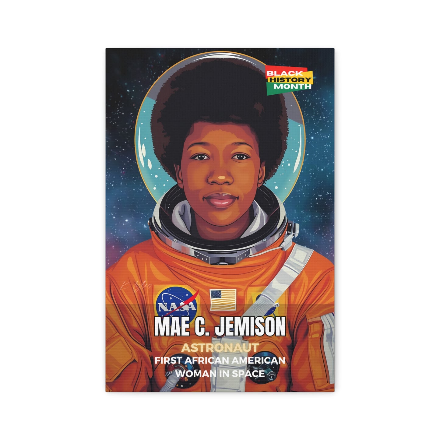 Black History Month Canvas Wall Art / Mae Jemison / Poet / AI Art / Multiple Sizes / Large Wall Art / Popular Art Decor / Trend Wall Art /