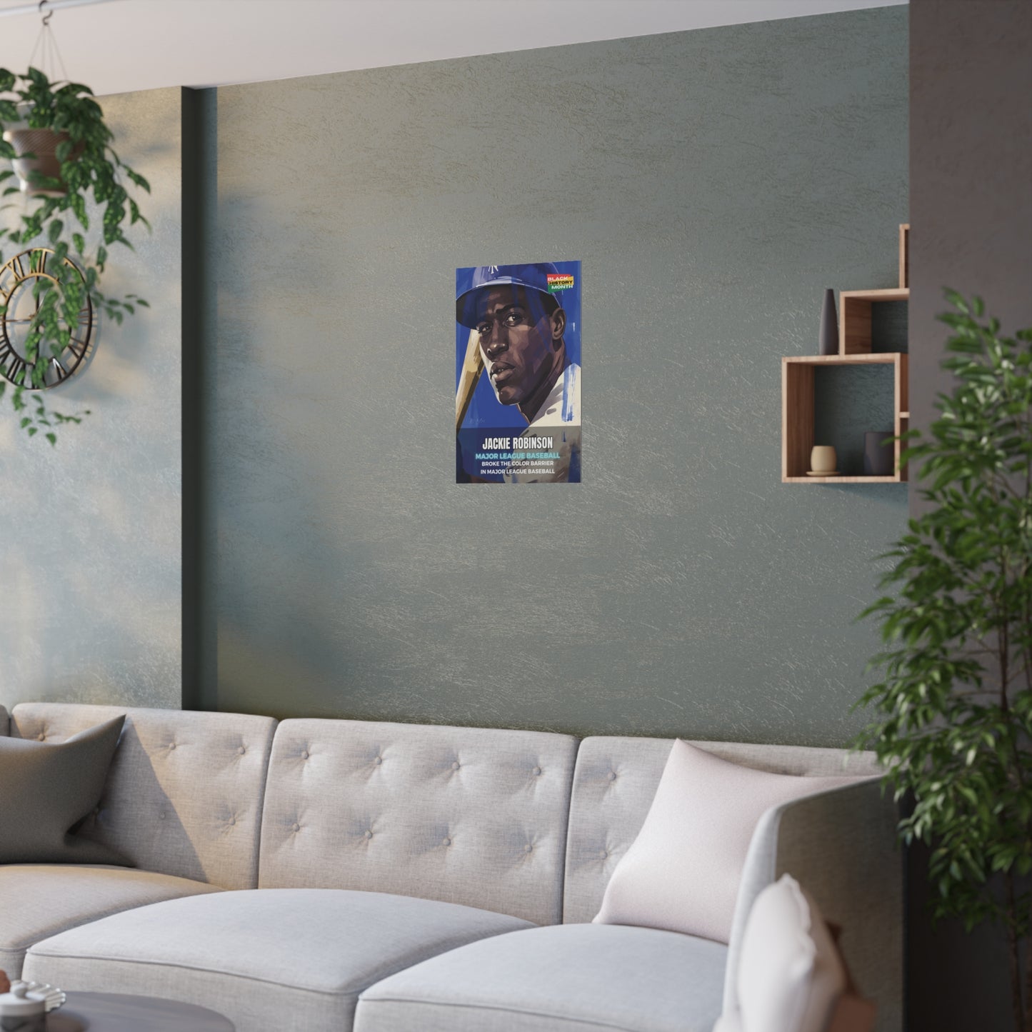 AI Generated Art  Poster Print of Jackie Robinson - Educational Black History Art Enthusiasts - Cool Posters for Office or Bedroom Wall Art