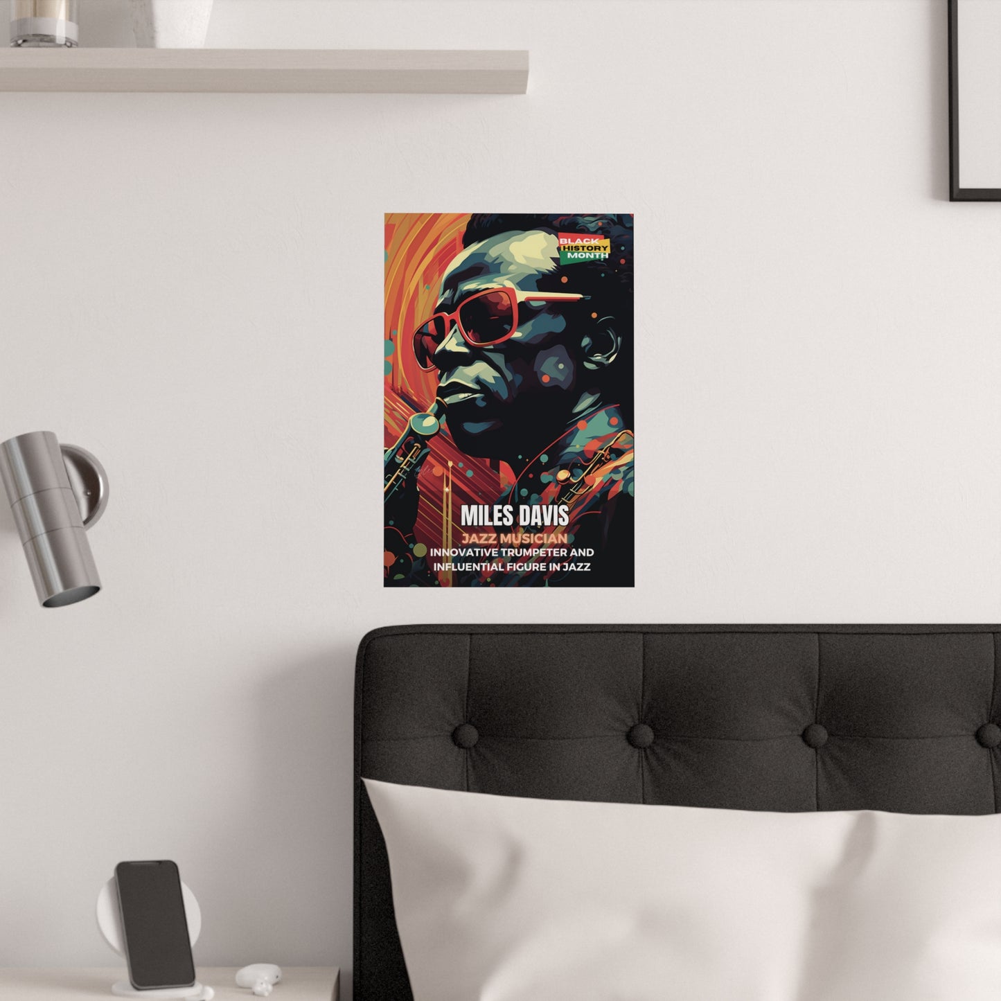 AI Generated Art  Poster Print of Miles Davis - Educational Black History Art Enthusiasts - Cool Posters for Office or Bedroom Wall Art