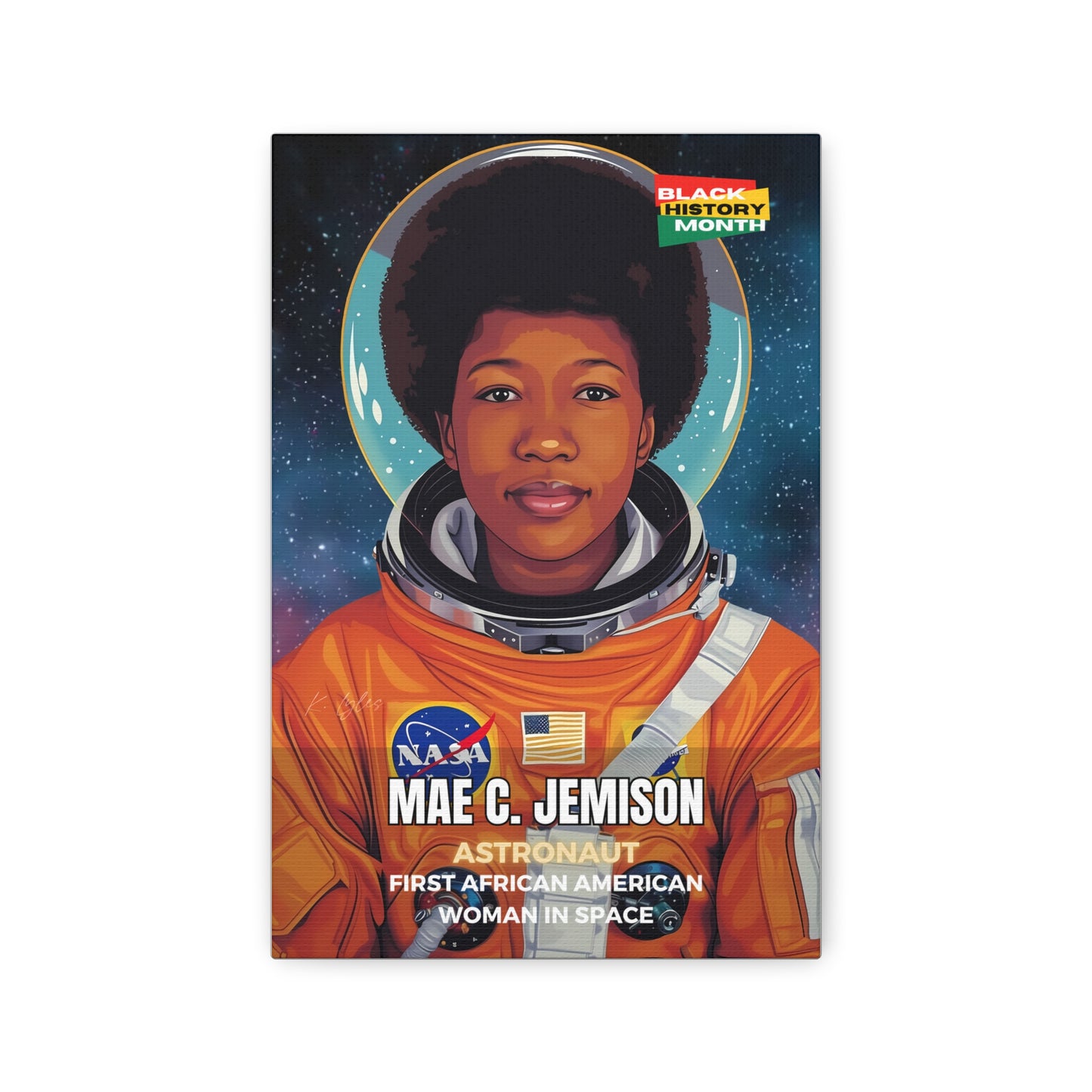 Black History Month Canvas Wall Art / Mae Jemison / Poet / AI Art / Multiple Sizes / Large Wall Art / Popular Art Decor / Trend Wall Art /