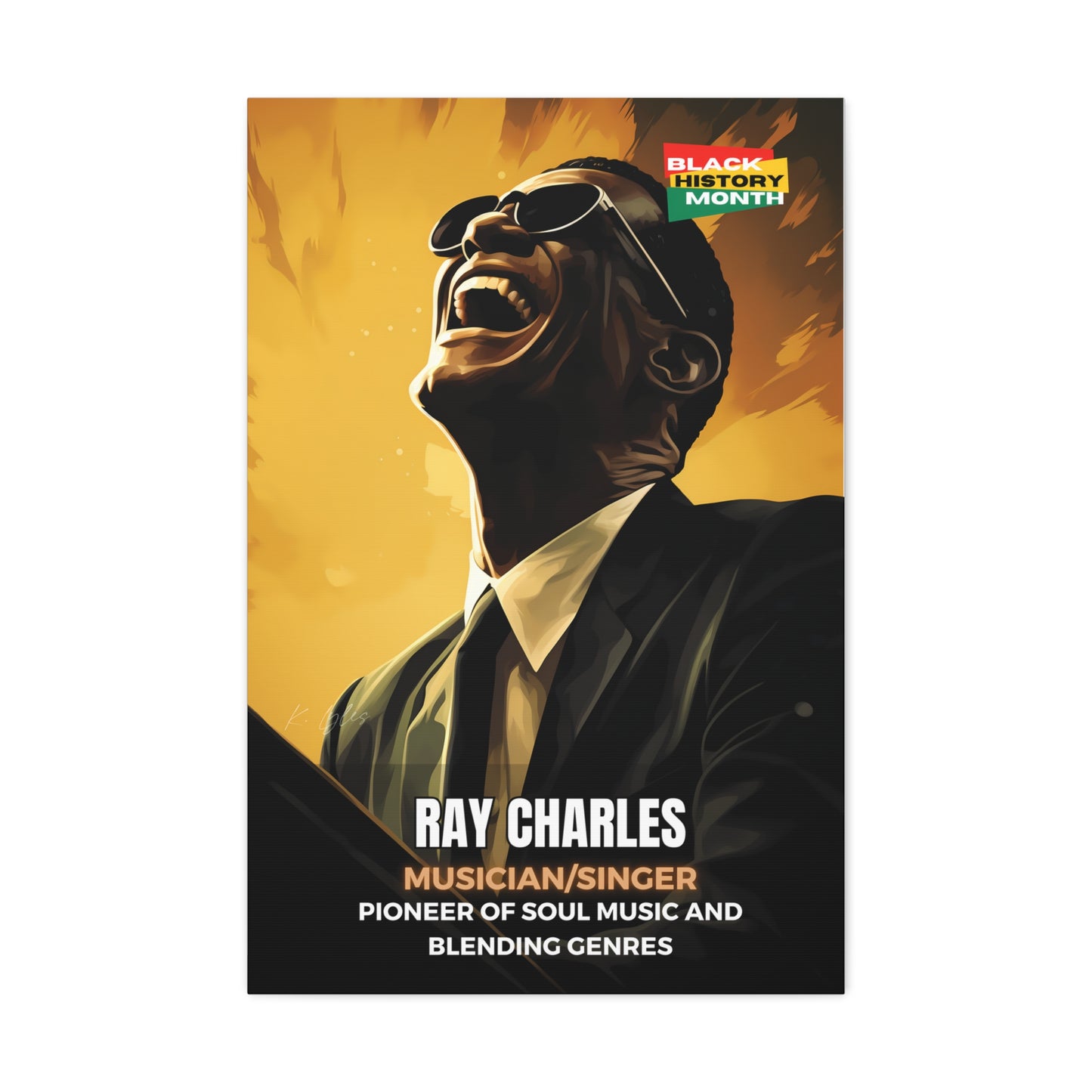 Black History Month Canvas Wall Art / Ray Charles / Poet / AI Art / Multiple Sizes / Large Wall Art / Popular Art Decor / Trend Wall Art /