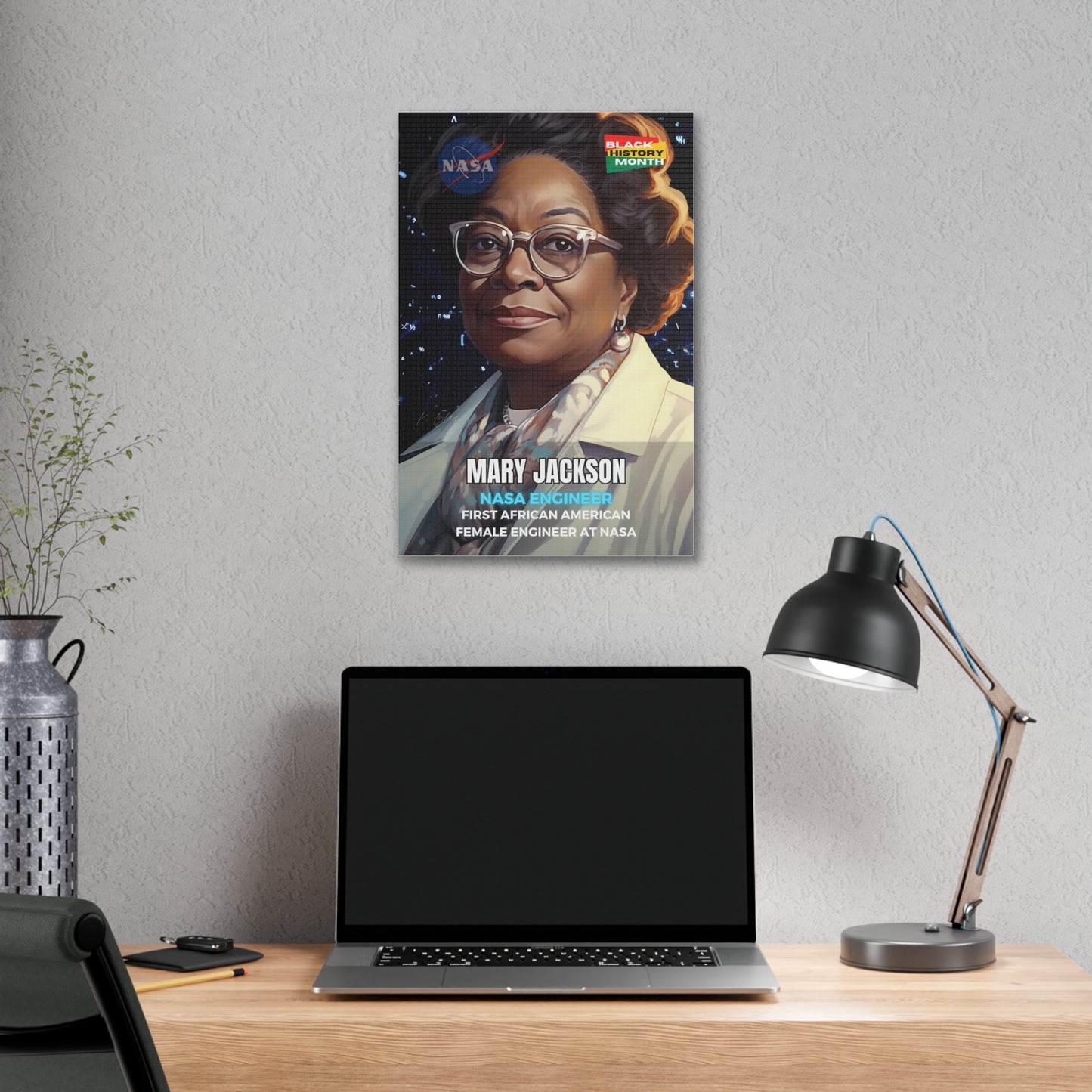 Black History Month Canvas Wall Art / Mary Jackson / Poet / AI Art / Multiple Sizes / Large Wall Art / Popular Art Decor / Trend Wall Art /