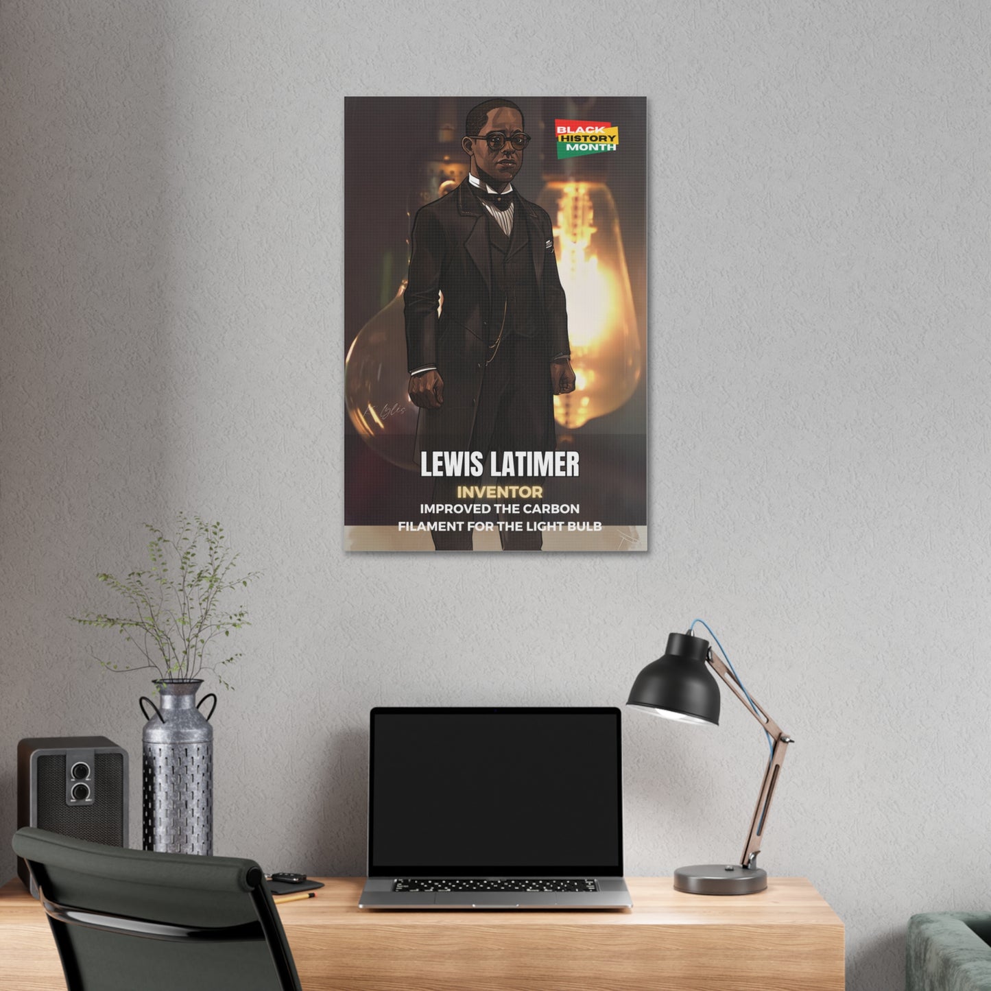 Black History Month Canvas Wall Art / Lewis Latimer / Poet / AI Art / Multiple Sizes / Large Wall Art / Popular Art Decor / Trend Wall Art /