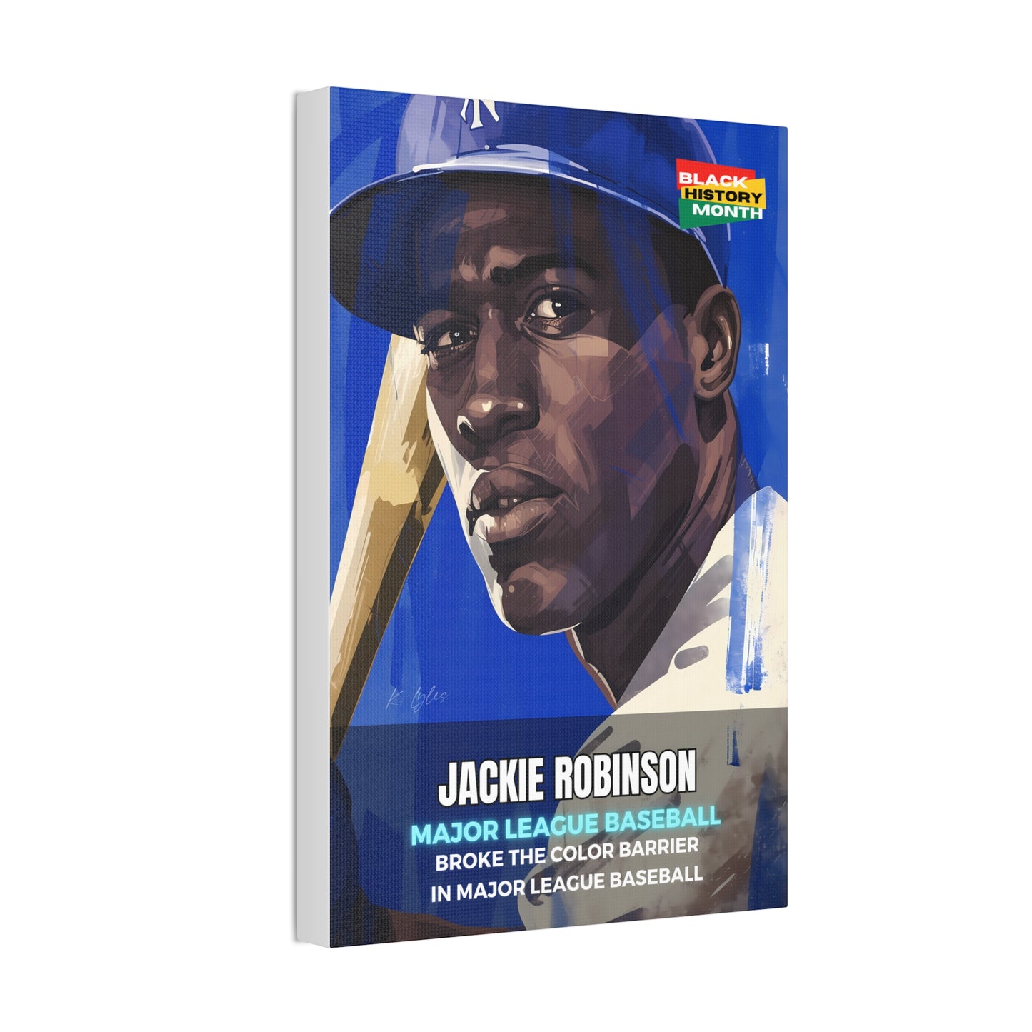 Black History Month Canvas Wall Art / Jackie Robinson / Baseball /  AI Art / Multiple Sizes / Large Wall Art / Popular Art Decor / Trend Wall Art /