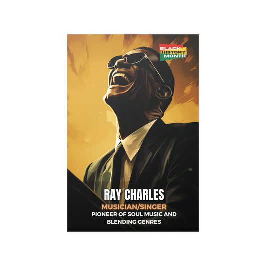 AI Generated Art  Poster Print of Ray Charles - Educational Black History Art Enthusiasts - Cool Posters for Office or Bedroom Wall Art