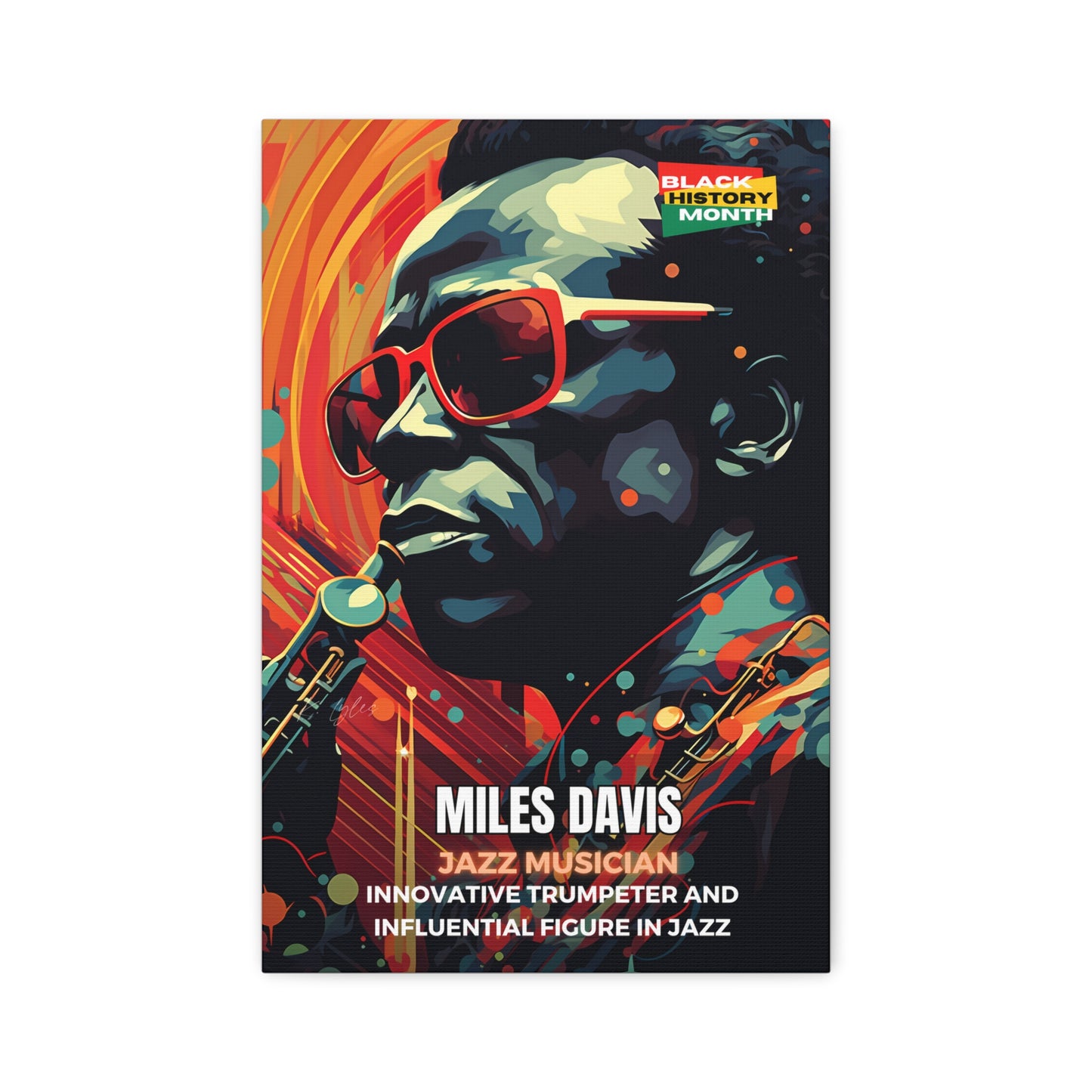 Black History Month Canvas Wall Art / Miles Davis / Poet / AI Art / Multiple Sizes / Large Wall Art / Popular Art Decor / Trend Wall Art /