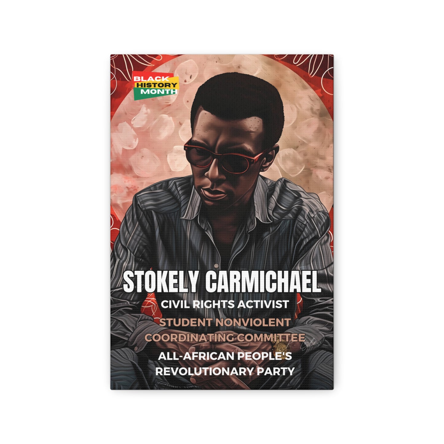 Black History Month Canvas Wall Art / Stokely Carmichael / Poet / AI Art / Multiple Sizes / Large Wall Art / Popular Art Decor / Trend Wall Art /