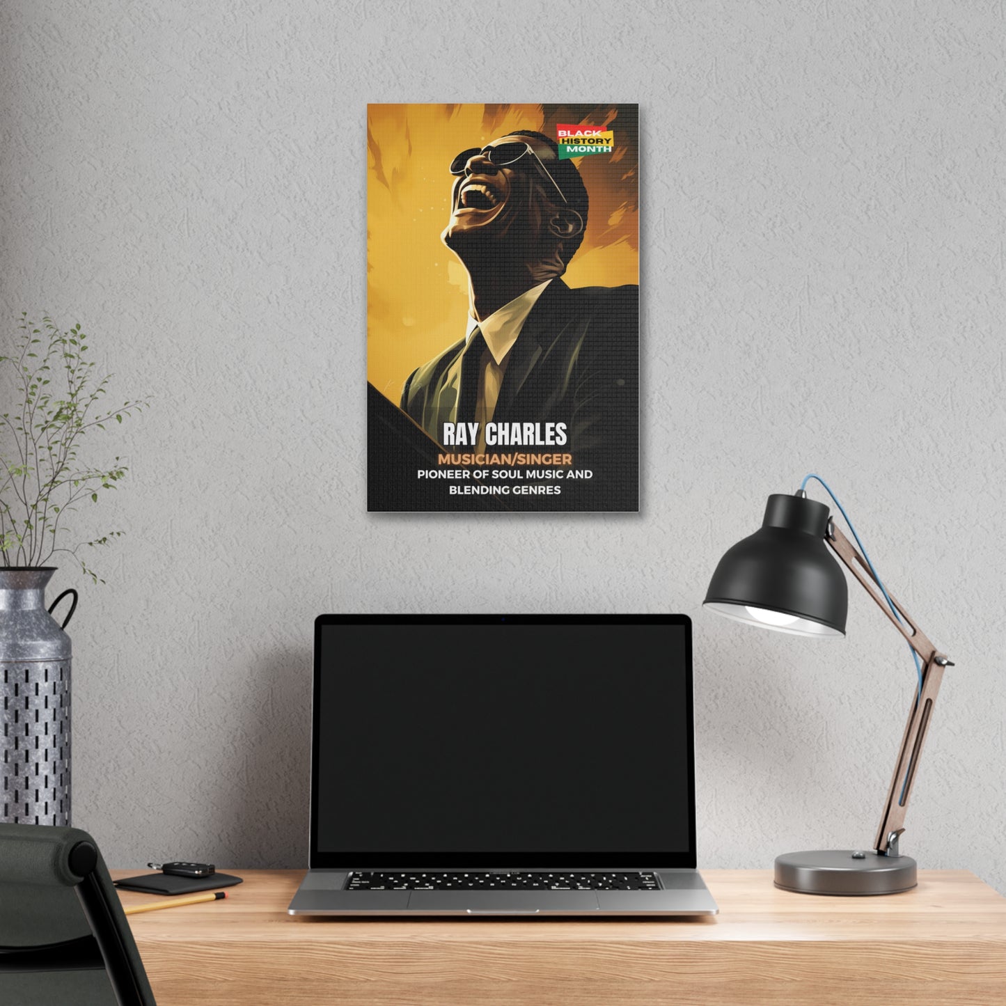 Black History Month Canvas Wall Art / Ray Charles / Poet / AI Art / Multiple Sizes / Large Wall Art / Popular Art Decor / Trend Wall Art /