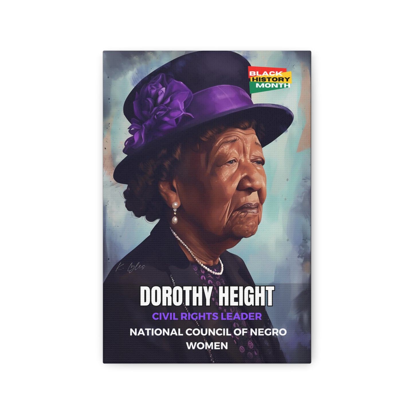 Black History Month Canvas Wall Art / Dorothy Height / Poet / AI Art / Multiple Sizes / Large Wall Art / Popular Art Decor / Trend Wall Art /