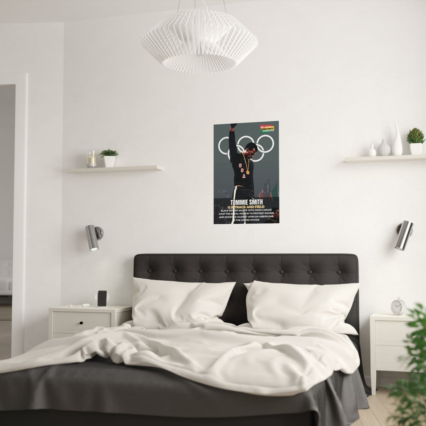 AI Generated Art  Poster Print of Tommie Smith - Educational Black History Art Enthusiasts - Cool Posters for Office or Bedroom Wall Art